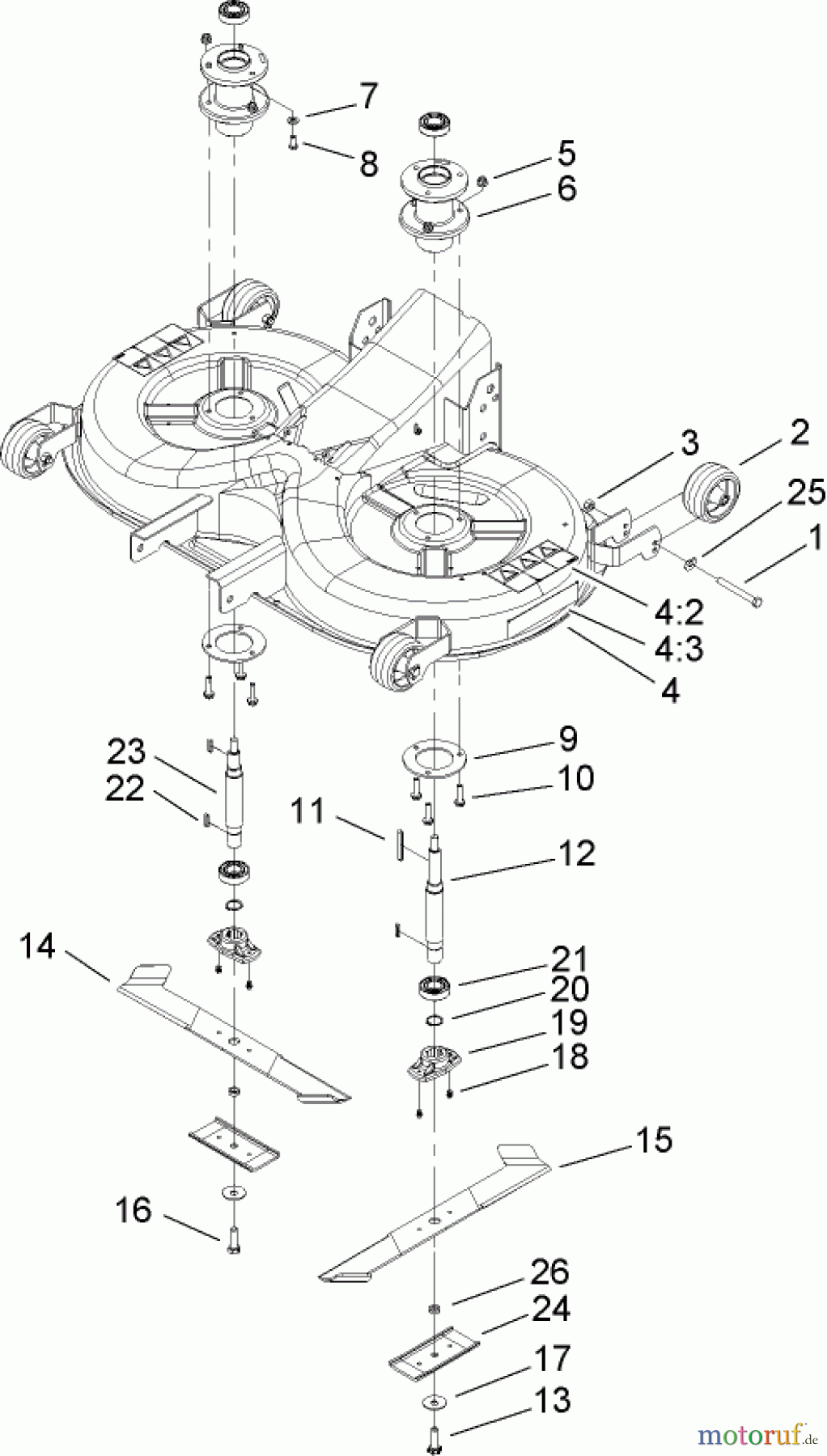  Toro Neu Mowers, Lawn & Garden Tractor Seite 1 74592 (DH 220) - Toro DH 220 Lawn Tractor, 2009 (290000001-290999999) DECK HOUSING ASSEMBLY