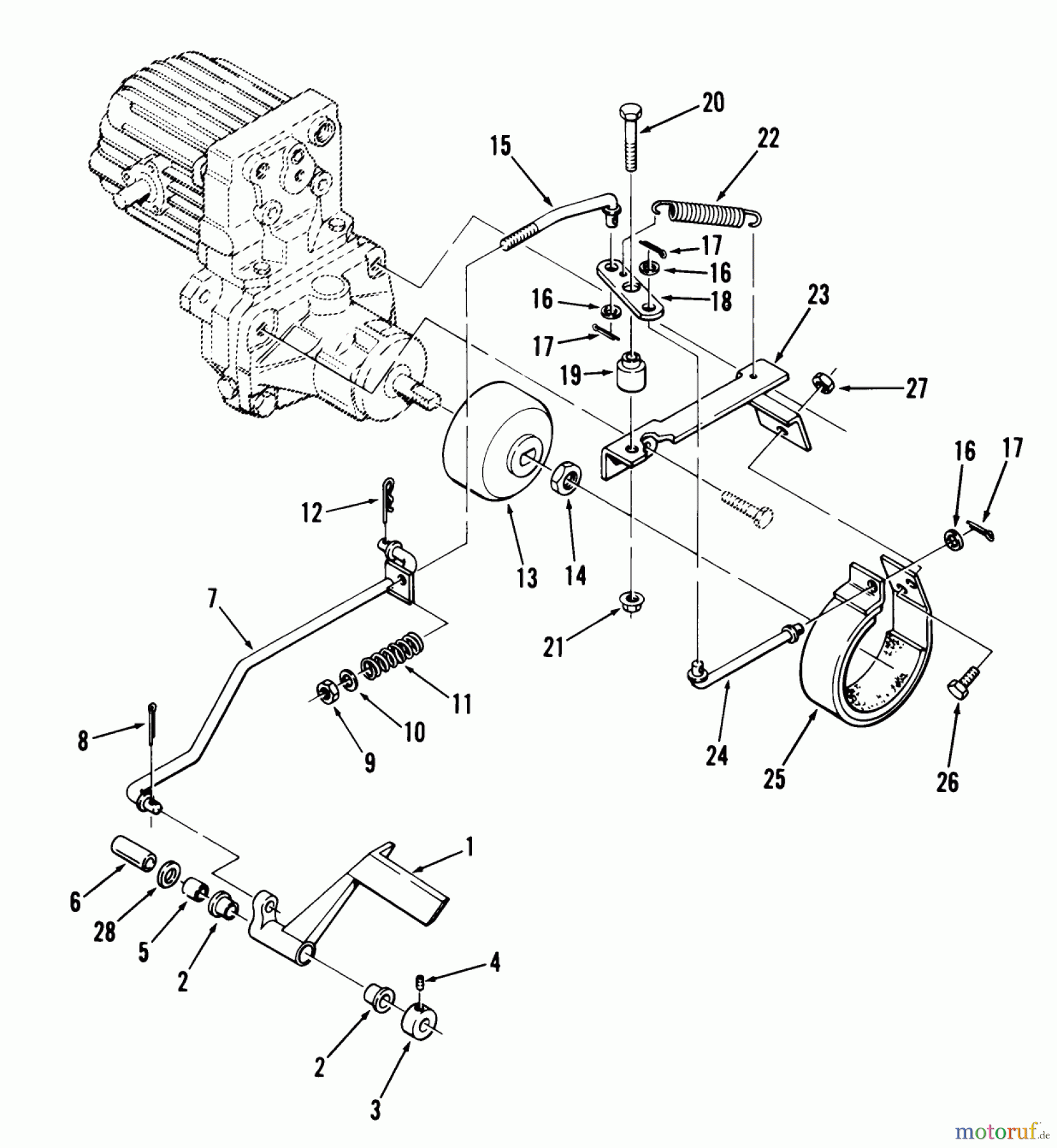  Toro Neu Mowers, Lawn & Garden Tractor Seite 1 81-16B801 (C-161) - Toro C-161 Twin 8-Speed Tractor, 1978 CLUTCH, BRAKE AND SPEED CONTROL LINKAGE #3