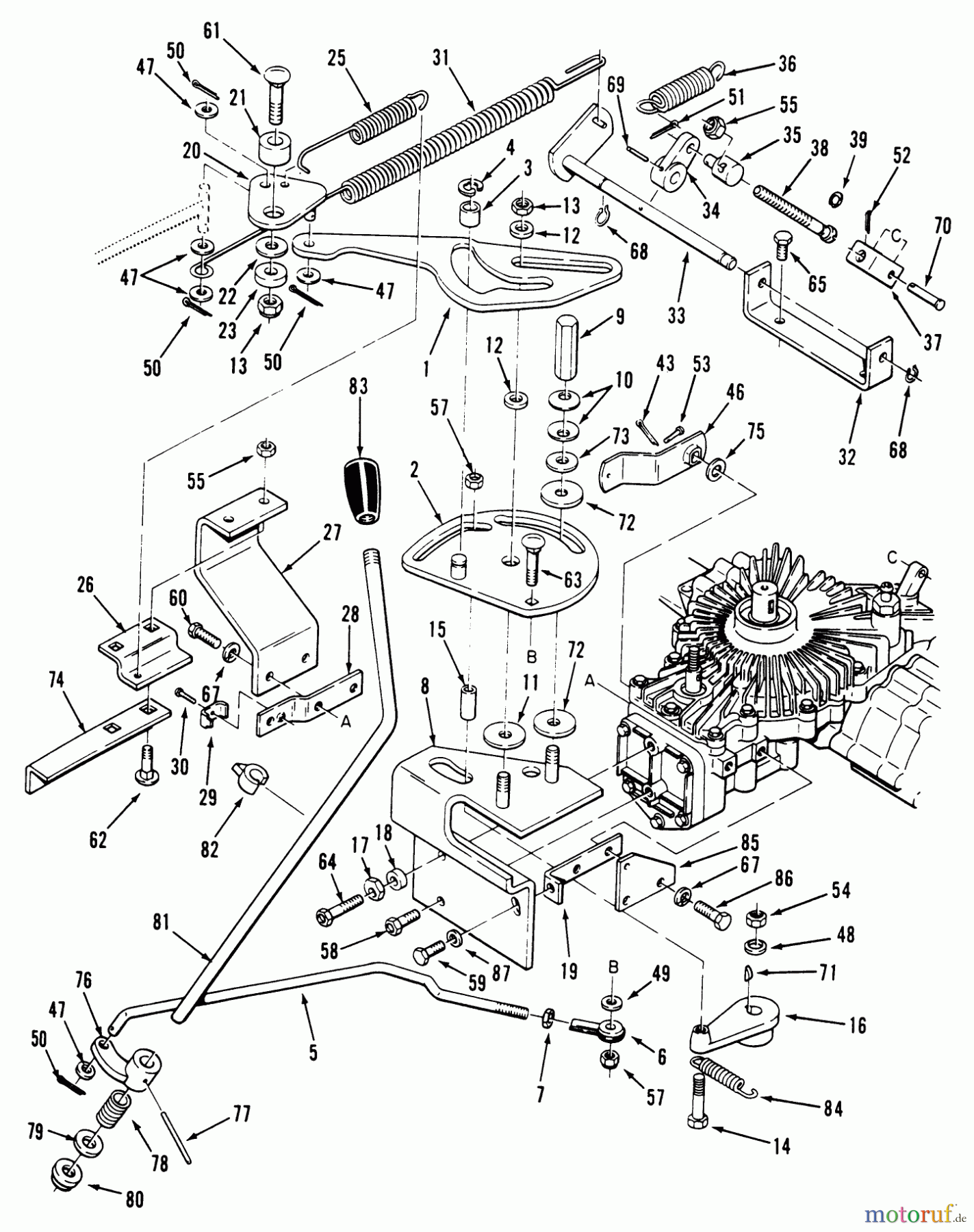  Toro Neu Mowers, Lawn & Garden Tractor Seite 2 A2-12KE02 (212-H) - Toro 212-H Tractor, 1991 (1000001-1999999) TRANSMISSION LINKAGE ASSEMBLY (212-H)