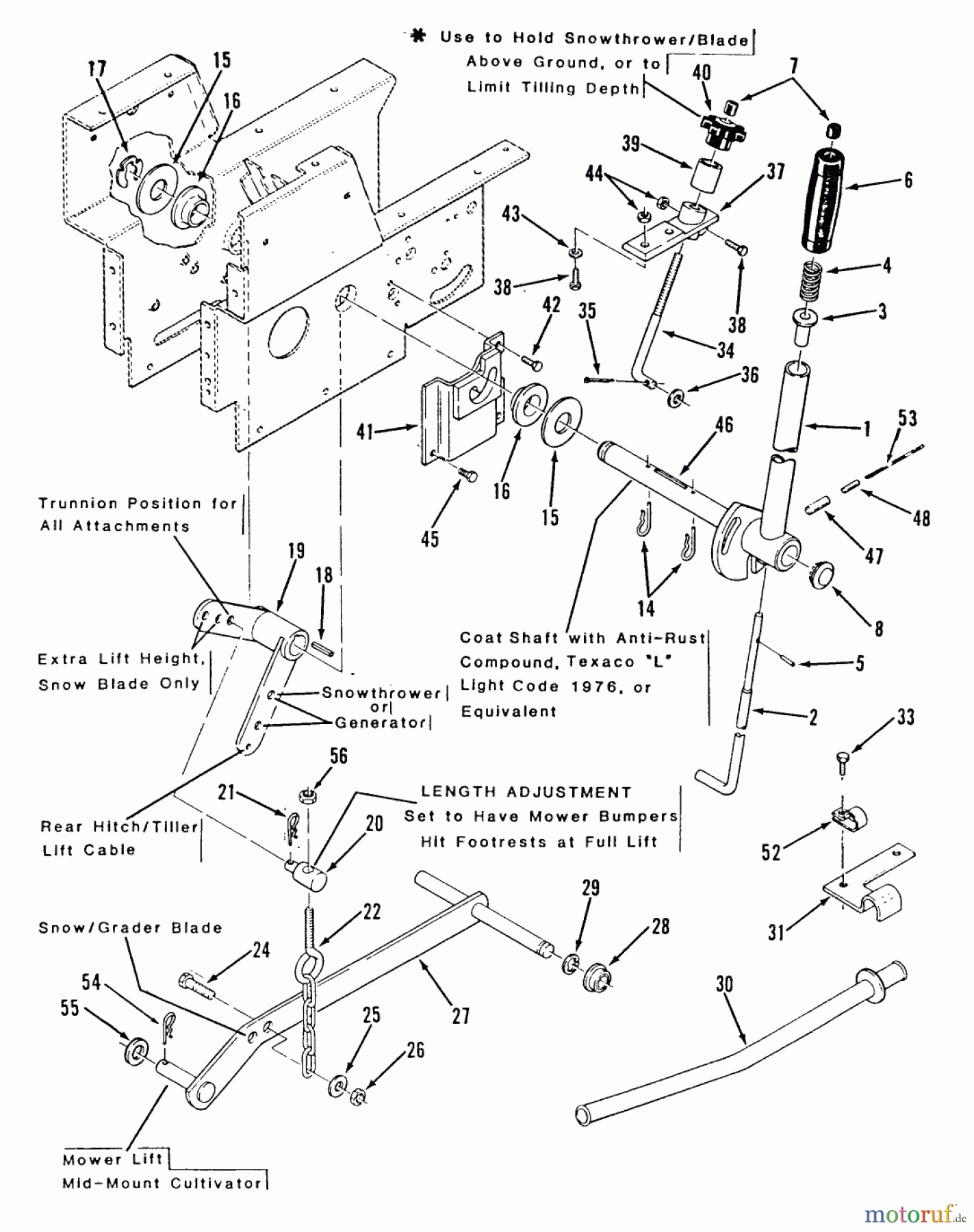  Toro Neu Mowers, Lawn & Garden Tractor Seite 2 B1-16O801 (316-8) - Toro 316-8 Garden Tractor, 1988 MANUAL LIFT LINKAGE