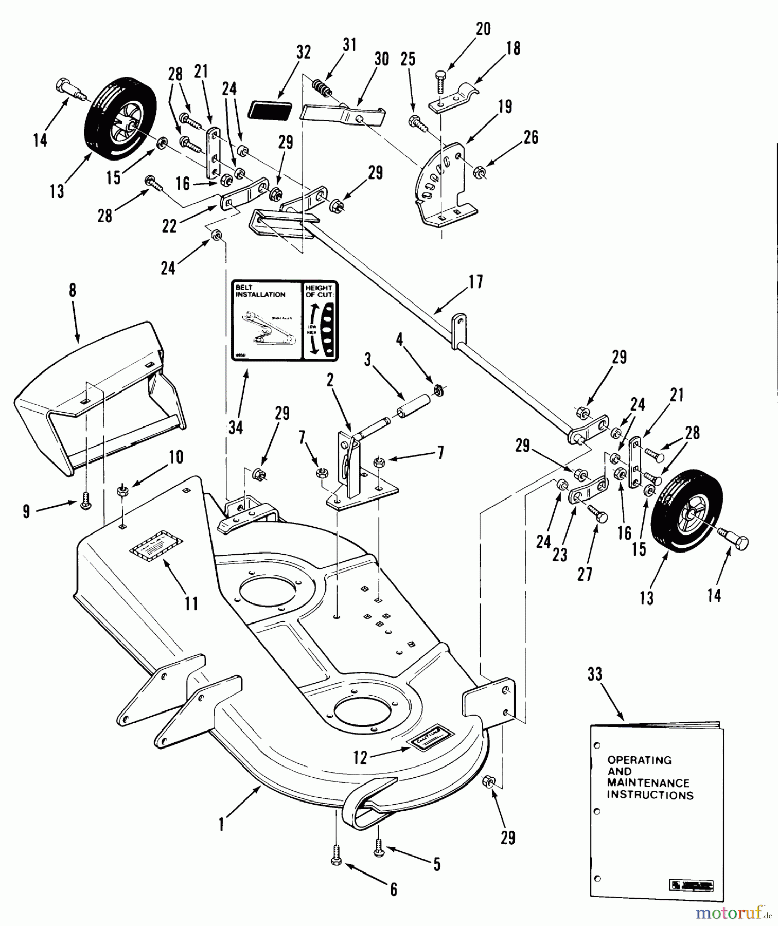 Toro Neu Mowers, Rear-Engine Rider 23-08BX01 (A-81) - Toro A-81 5-Speed Rear Engine Rider, 1983 32 IN./81CM MOWER DECK-8 & 11 HP RIDERS (23-08BP02, 23-11BP02)