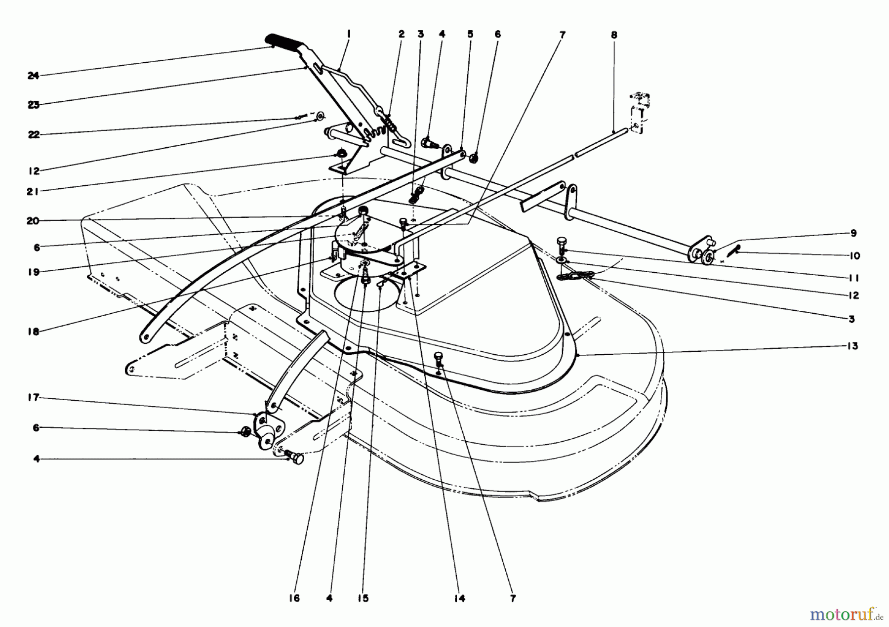  Toro Neu Mowers, Rear-Engine Rider 56100 (732) - Toro 732 Sportsman Rider, 1974 (4000001-4999999) CUTTER HOUSING LINKAGE