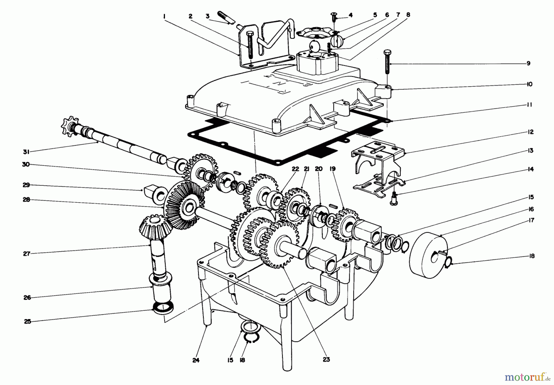  Toro Neu Mowers, Rear-Engine Rider 56150 (732) - Toro 732 Sportsman Rider, 1974 (4000001-4999999) TRANSMISSION ASSEMBLY