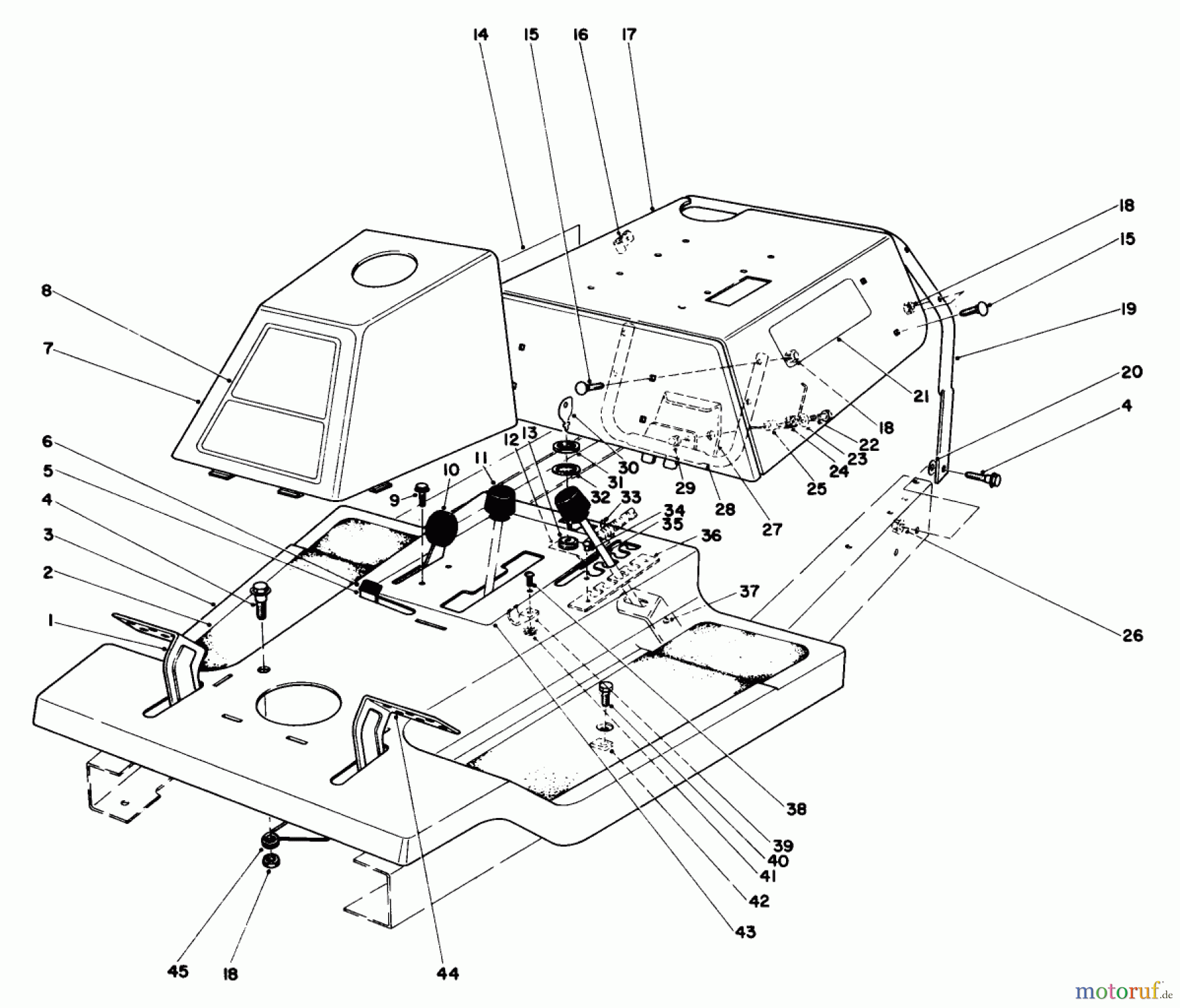  Toro Neu Mowers, Rear-Engine Rider 56125 (7-25) - Toro 7-25 Rear Engine Rider, 1983 (3000001-3999999) BODY ASSEMBLY