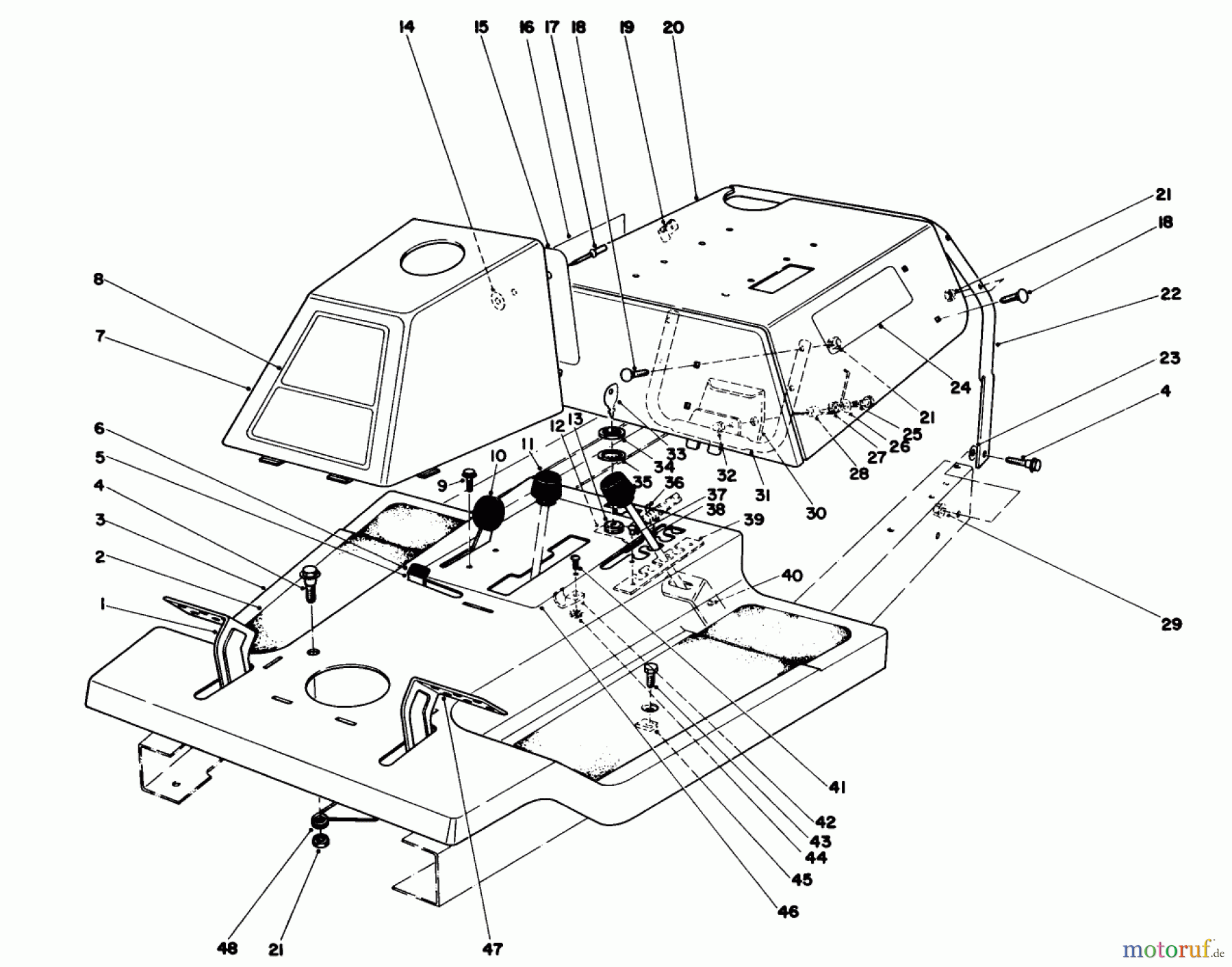  Toro Neu Mowers, Rear-Engine Rider 56125 (7-25) - Toro 7-25 Rear Engine Rider, 1986 (6000001-6999999) BODY ASSEMBLY