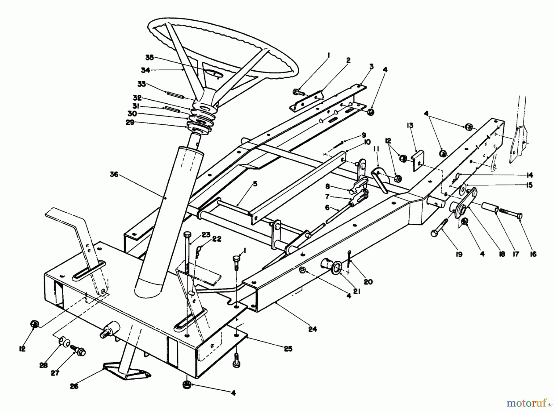  Toro Neu Mowers, Rear-Engine Rider 56132 (8-25) - Toro 8-25 Recycler Rider, 1992 (2000001-2999999) FRAME ASSEMBLY