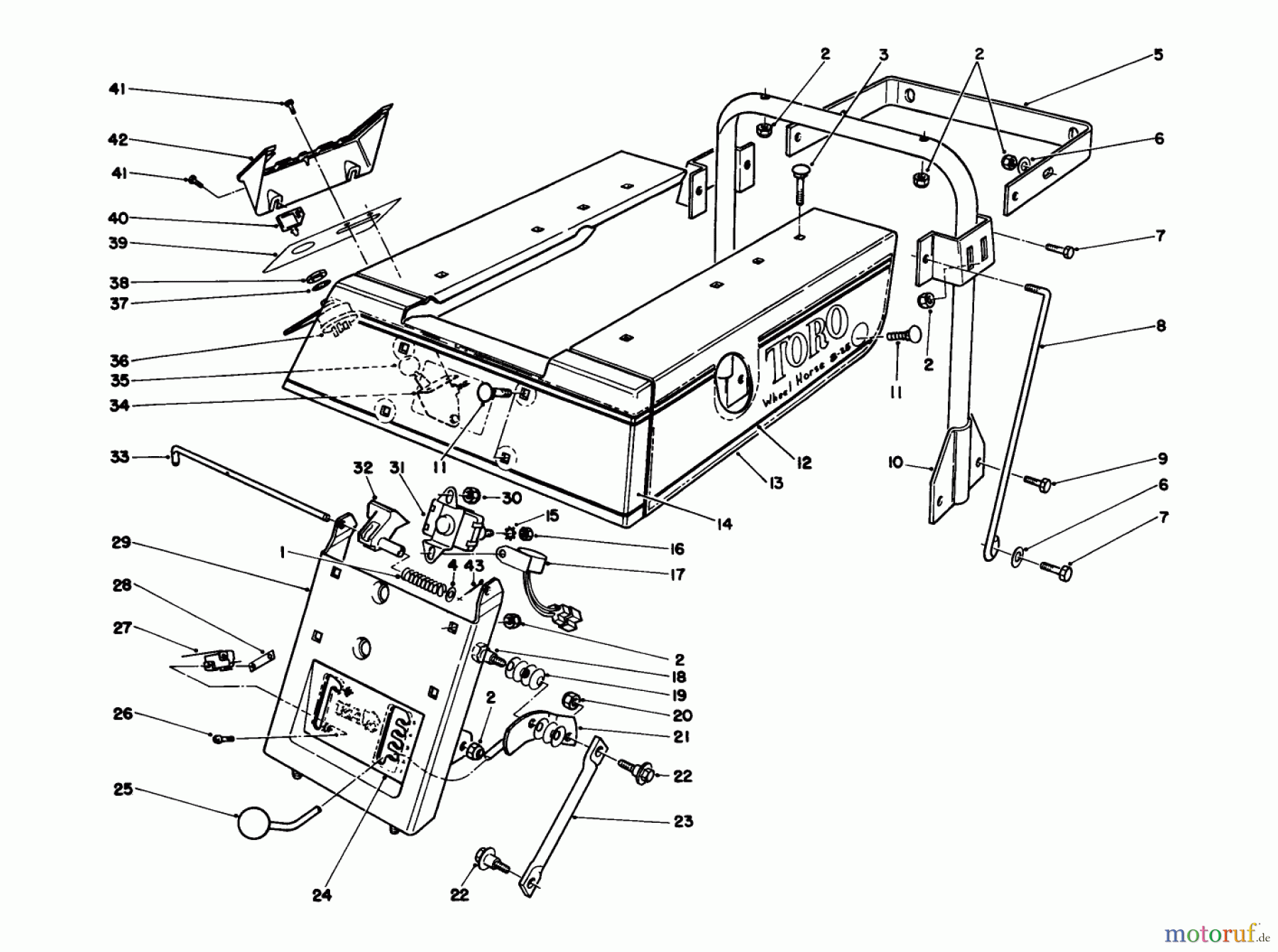 Toro Neu Mowers, Rear-Engine Rider 56132 (825) - Toro 825 Recycler Rider, 1991 (1000001-1999999) REAR BODY ASSEMBLY