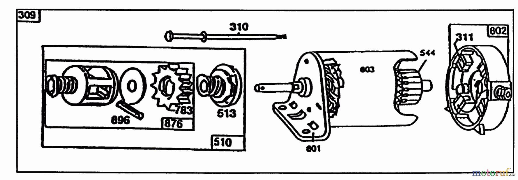 Toro Neu Mowers, Rear-Engine Rider 56133 (8-25) - Toro 8-25 Rear Engine Rider, 1992 (2000001-2999999) STARTER - BRIGGS & STRATTON NO. 191707-0121-01