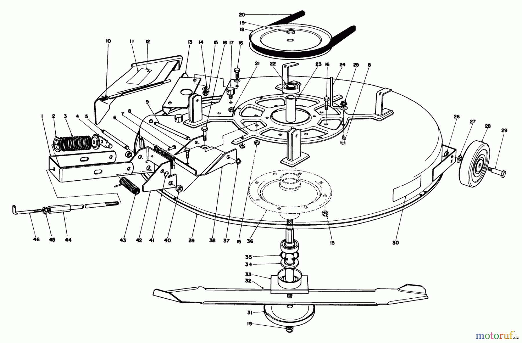  Toro Neu Mowers, Rear-Engine Rider 56145 (8-32) - Toro 8-32 Rear Engine Rider, 1984 (4000001-4999999) MOWER ASSEMBLY