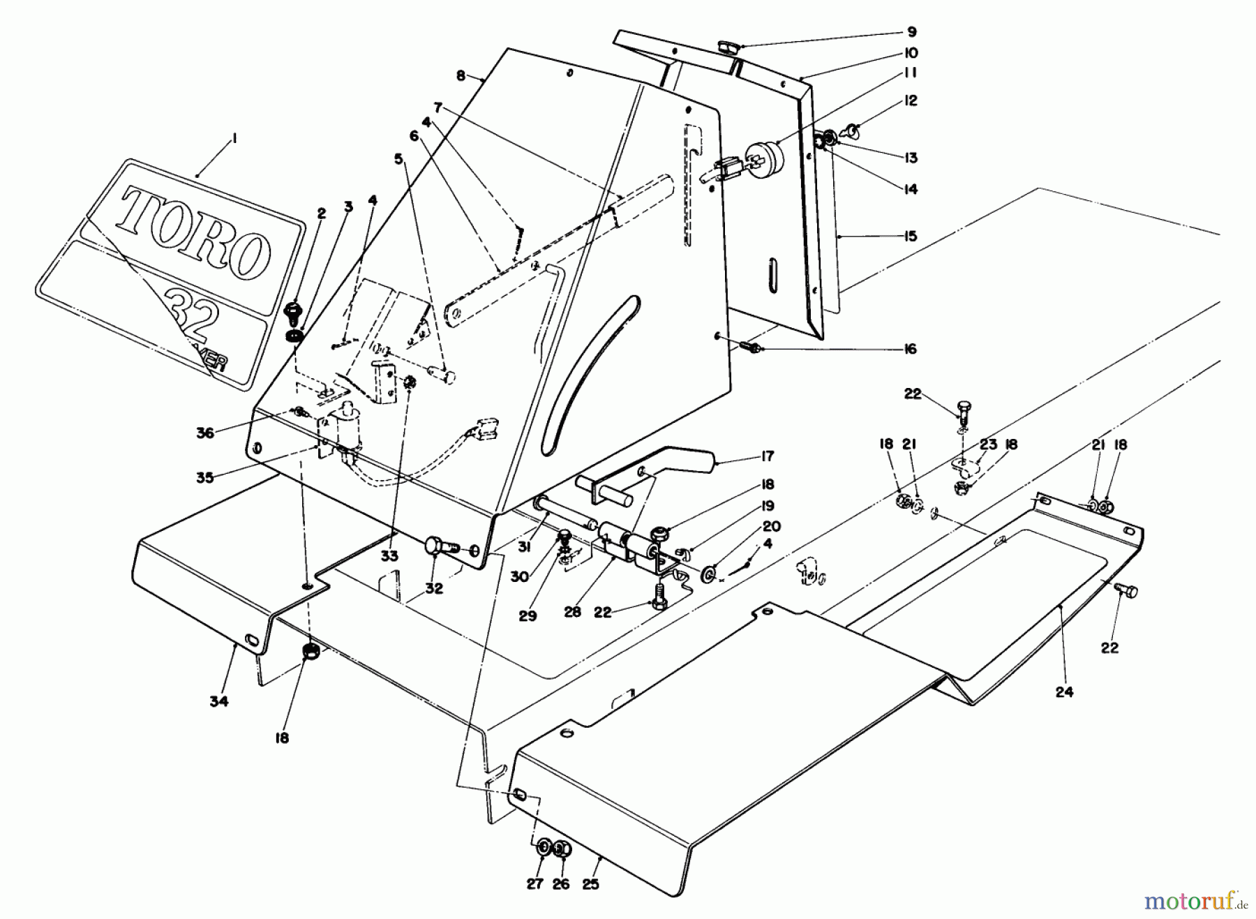 Toro Neu Mowers, Rear-Engine Rider 56155 (11-32) - Toro 11-32 Rear Engine Rider, 1983 (3000001-3999999) FRONT TOWER ASSEMBLY