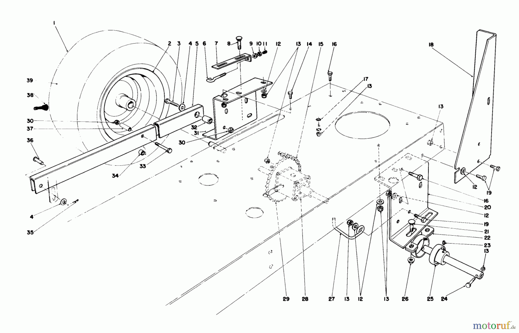 Toro Neu Mowers, Rear-Engine Rider 56155 (11-32) - Toro 11-32 Rear Engine Rider, 1987 (7000001-7999999) REAR AXLE ASSEMBLY