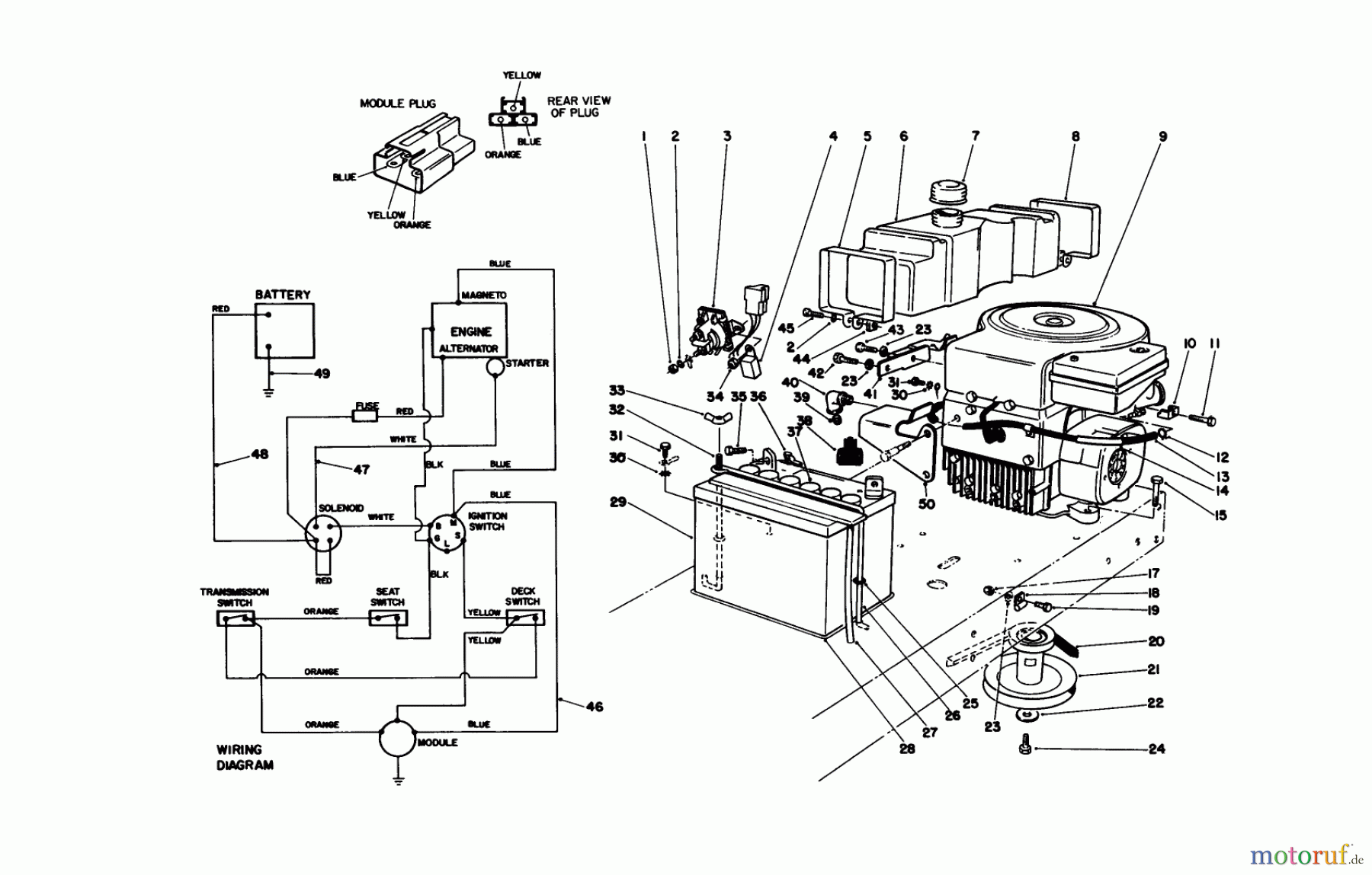 Toro Neu Mowers, Rear-Engine Rider 56185 (8-32) - Toro 8-32 Rear Engine Rider, 1991 (1000001-1999999) ENGINE ASSEMBLY