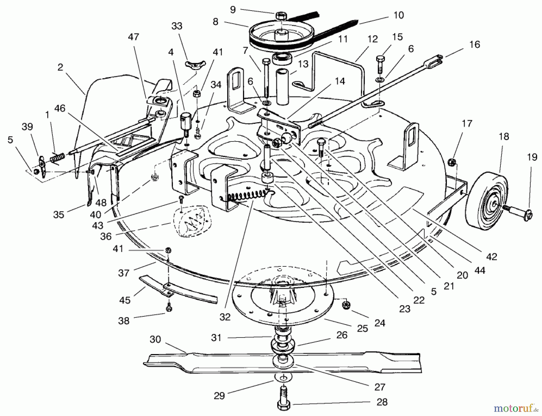  Toro Neu Mowers, Rear-Engine Rider 70040 (8-25) - Toro 8-25 Rear Engine Rider, 1997 (7900579-7999999) CUTTING UNIT ASSEMBLY