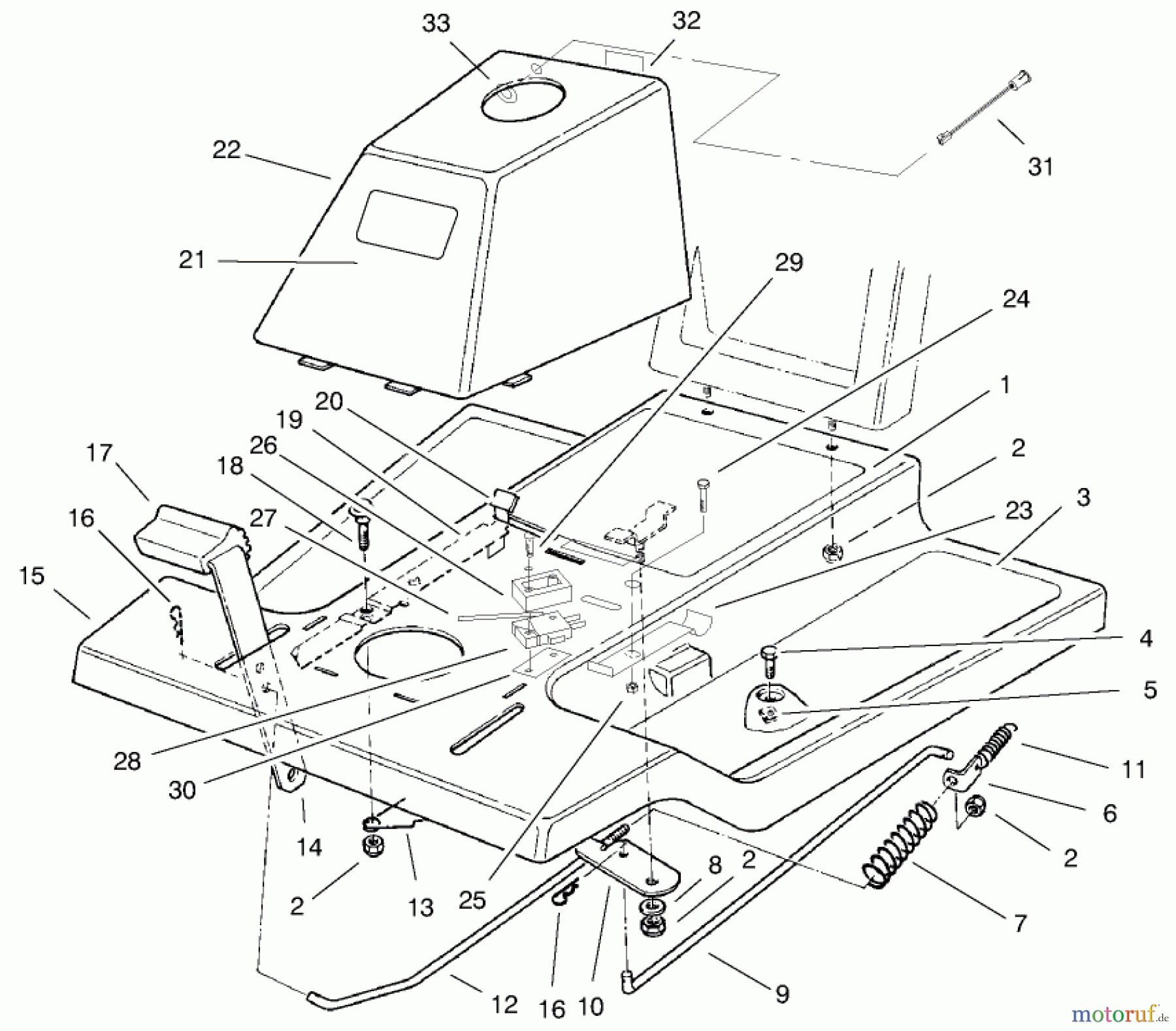  Toro Neu Mowers, Rear-Engine Rider 70044 (8-25) - Toro 8-25 Rear Engine Rider, 1999 (9900001-9999999) FRONT BODY ASSEMBLY