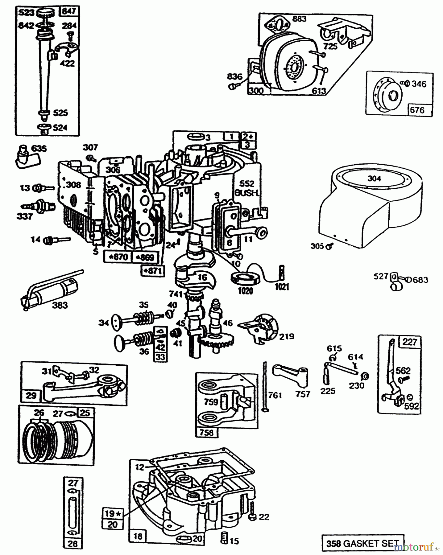 Toro Neu Mowers, Rear-Engine Rider 70060 (8-25) - Toro 8-25 Rear Engine Rider, 1996 (6900001-6999999) BRIGGS & STRATTON MODEL NO. 195707-0121-01