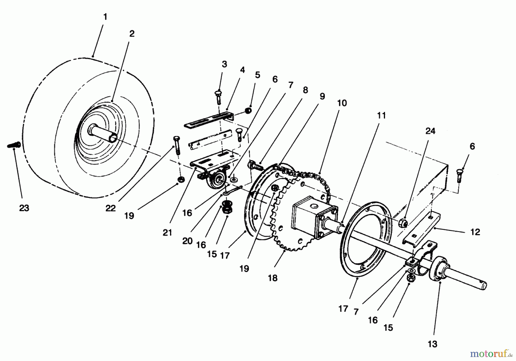  Toro Neu Mowers, Rear-Engine Rider 70060 (8-25) - Toro 8-25 Rear Engine Rider, 1996 (6900001-6999999) REAR AXLE ASSEMBLY