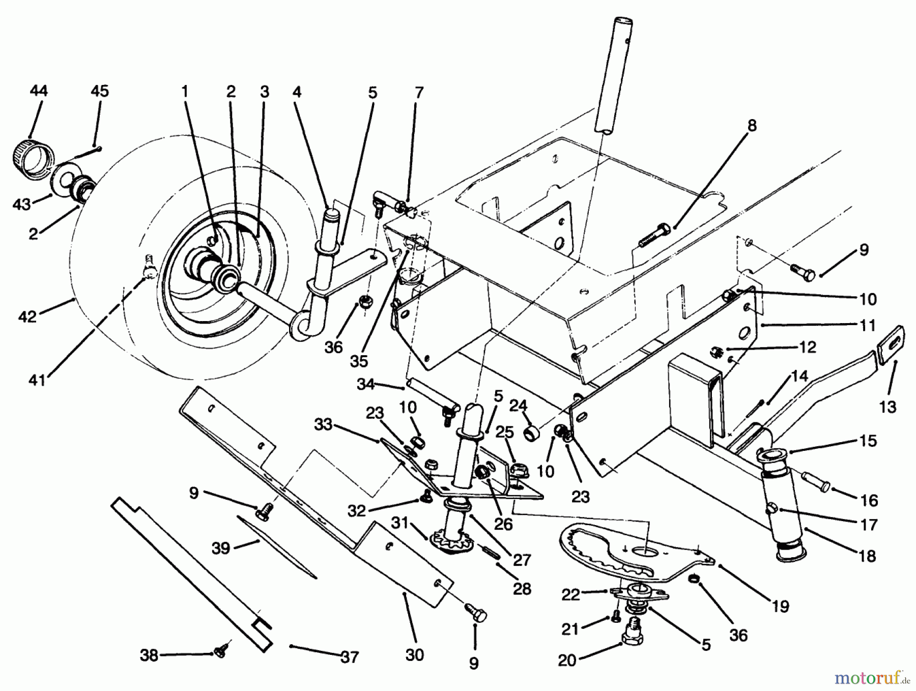 Toro Neu Mowers, Rear-Engine Rider 70080 (10-32) - Toro 10-32 Recycler Rider, 1994 (4900001-4999999) FRONT AXLE ASSEMBLY