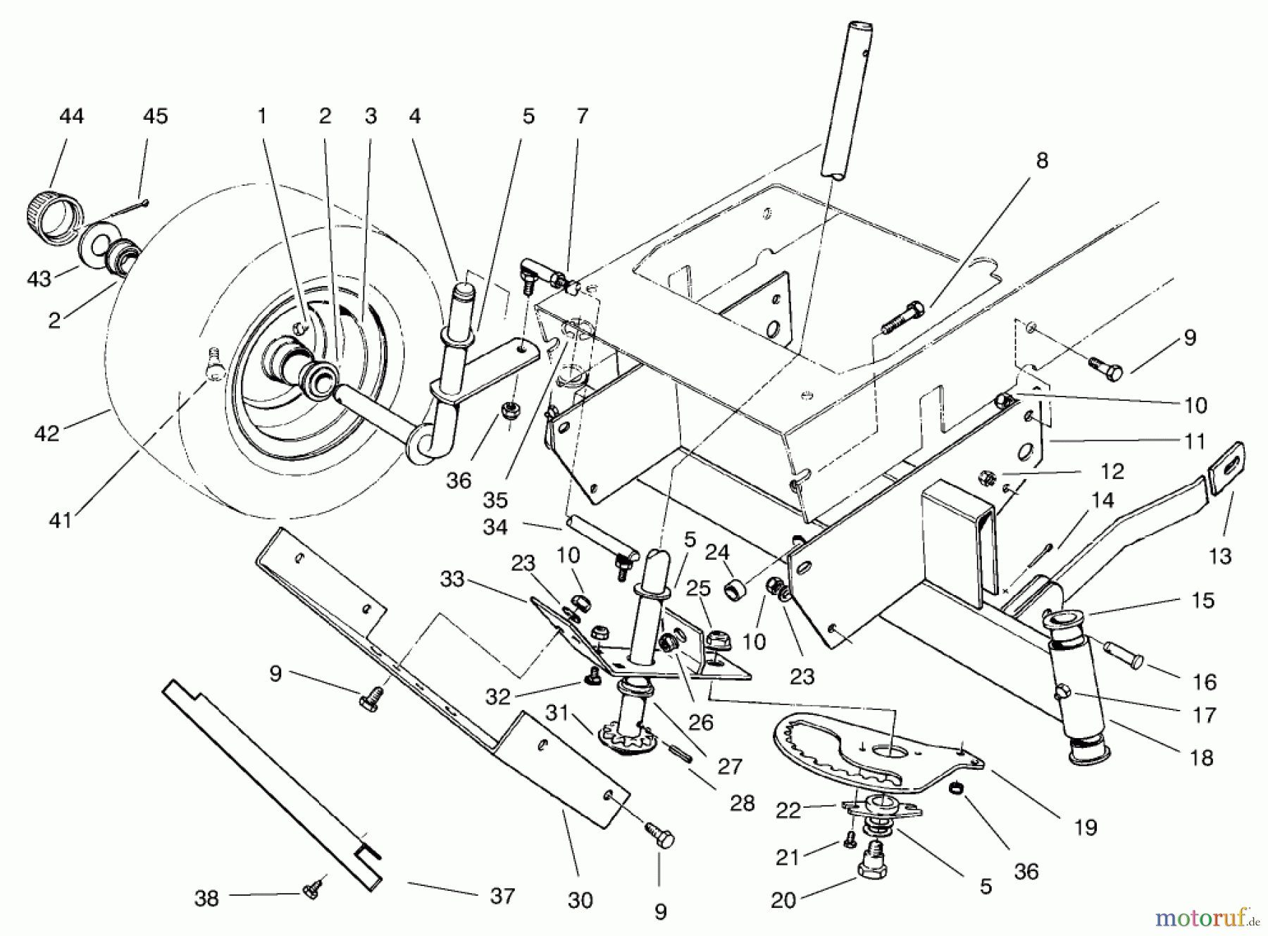  Toro Neu Mowers, Rear-Engine Rider 70084 (12-32) - Toro 12-32 Rear Engine Rider, 1998 (8900001-8999999) FRONT AXLE ASSEMBLY