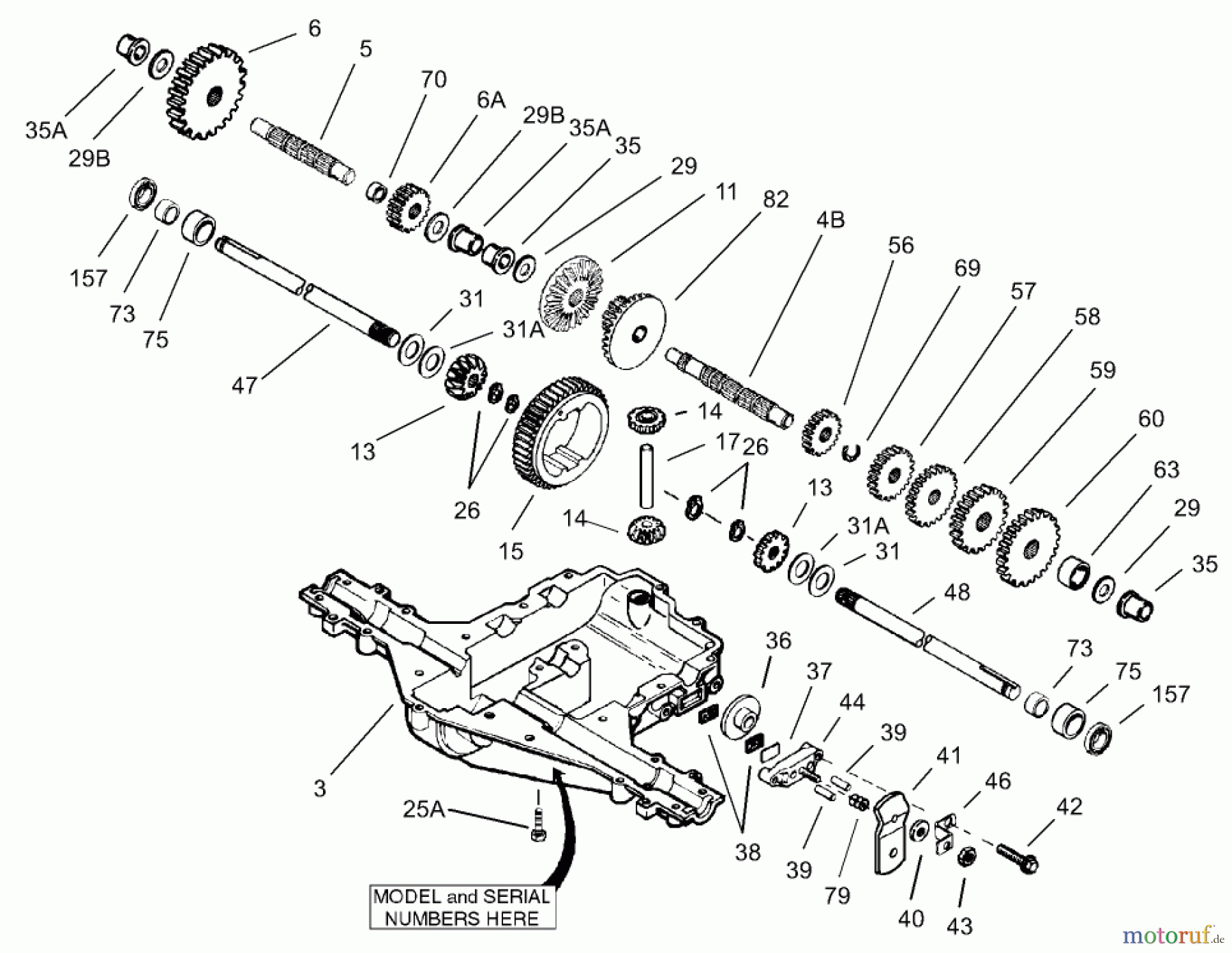  Toro Neu Mowers, Rear-Engine Rider 70125 (13-32G) - Toro 13-32G Rear Engine Rider, 2003 (230000001-230999999) CASE ASSEMBLY PEERLESS NO. MST-542D