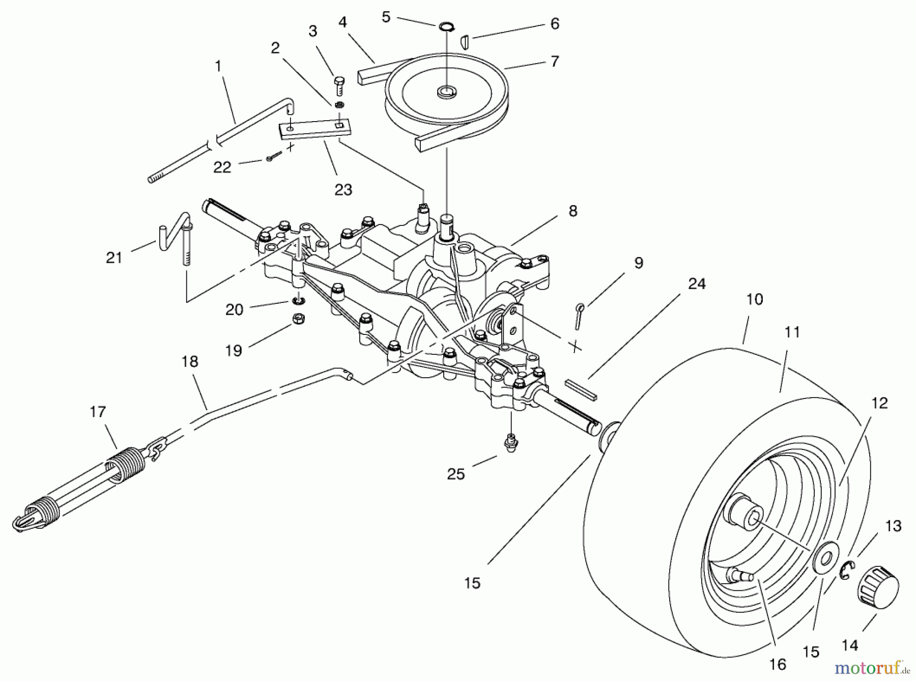 Toro Neu Mowers, Rear-Engine Rider 70142 (11-32) - Toro 11-32 Rear Engine Rider, 1997 (79000001-79999999) REAR AXLE ASSEMBLY