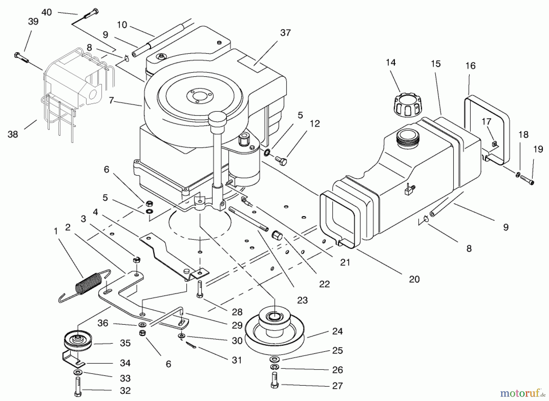  Toro Neu Mowers, Rear-Engine Rider 70171 (12-32) - Toro 12-32 Rear Engine Rider, 1999 (9900001-9999999) ENGINE ASSEMBLY