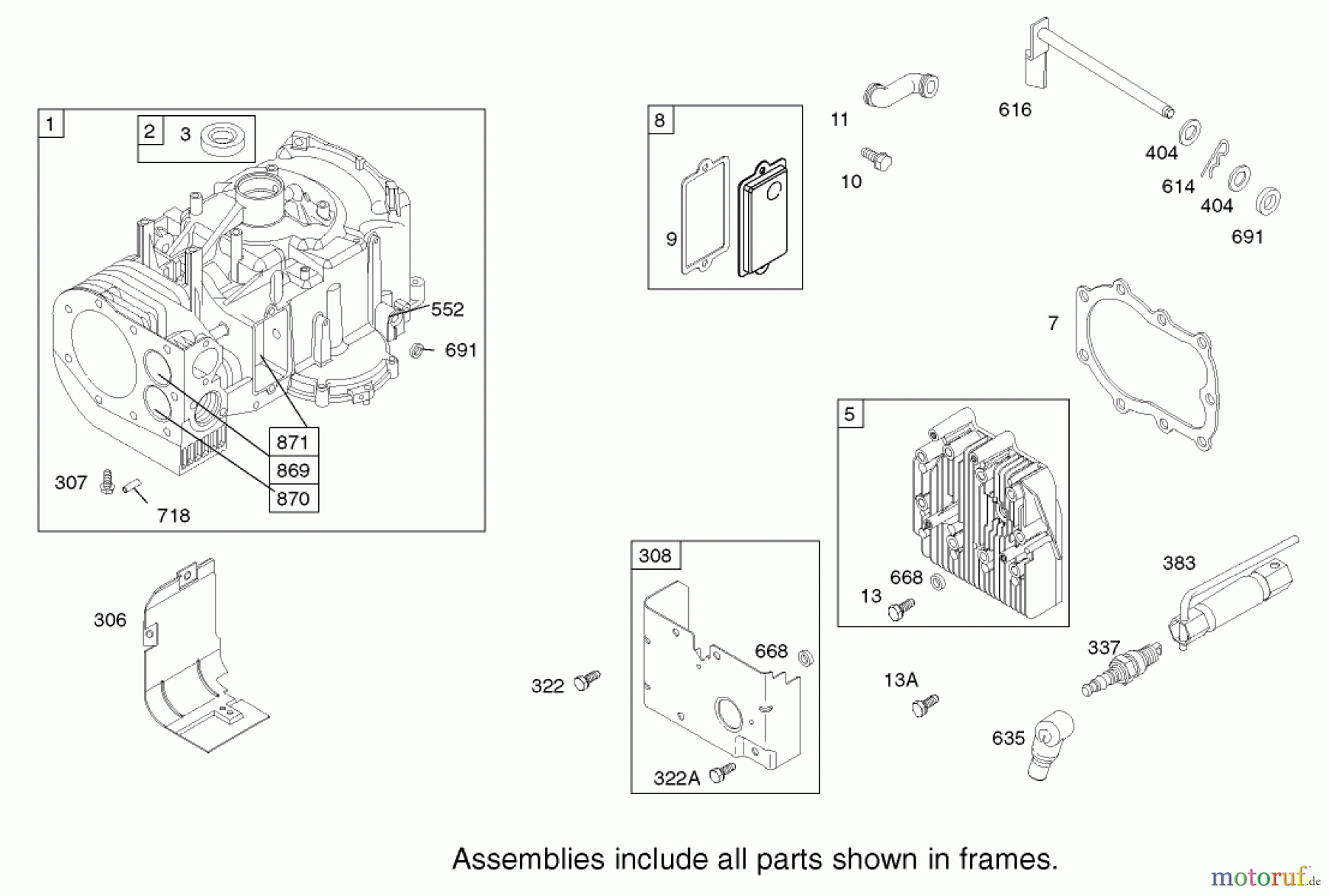 Toro Neu Mowers, Rear-Engine Rider 70184 (13-32H) - Toro 13-32H Rear Engine Rider, 2002 (220000001-220999999) CYLINDER ASSEMBLY ENGINE BRIGGS AND STRATTON MODEL 28M707-1127-E1