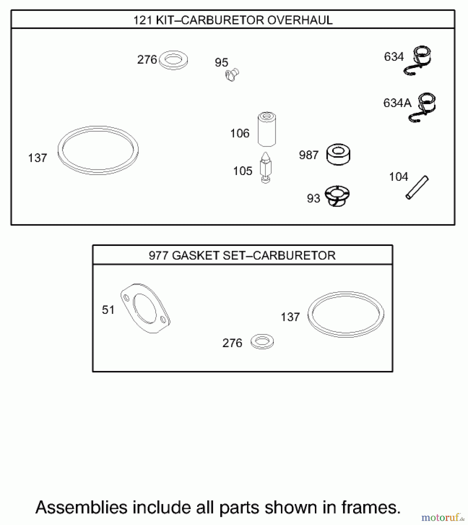  Toro Neu Mowers, Rear-Engine Rider 70185 (G132) - Toro G132 Rear-Engine Riding Mower, 2009 (280899565-290999999) CARBURETOR OVERHAUL KIT ASSEMBLY BRIGGS AND STRATTON 31G777-0121-E1