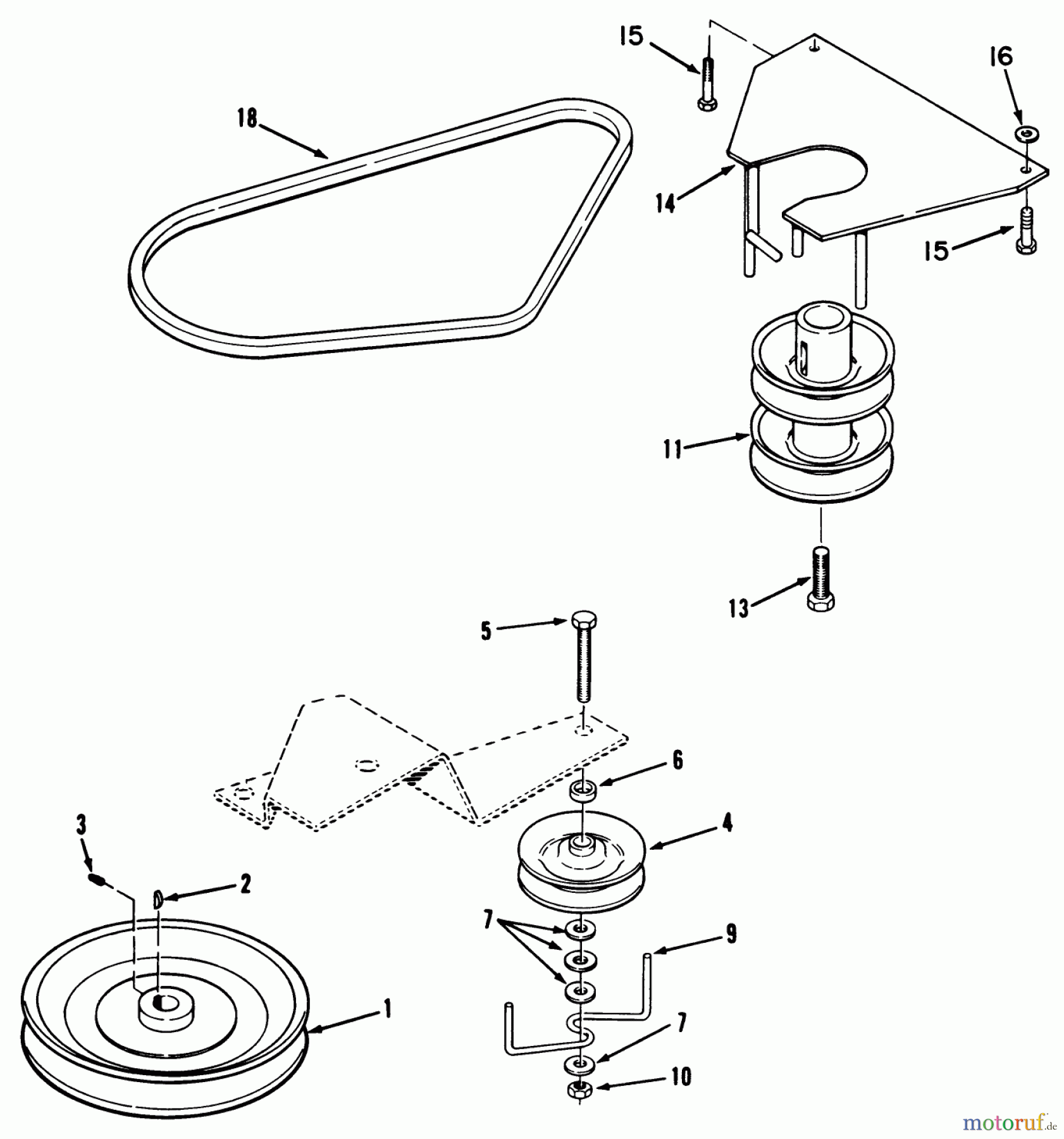 Toro Neu Mowers, Rear-Engine Rider R3-12B602 (112-6) - Toro 112-6 Rear Engine Rider, 1992 (2000001-2999999) DRIVE BELT & PULLEY ASSEMBLY