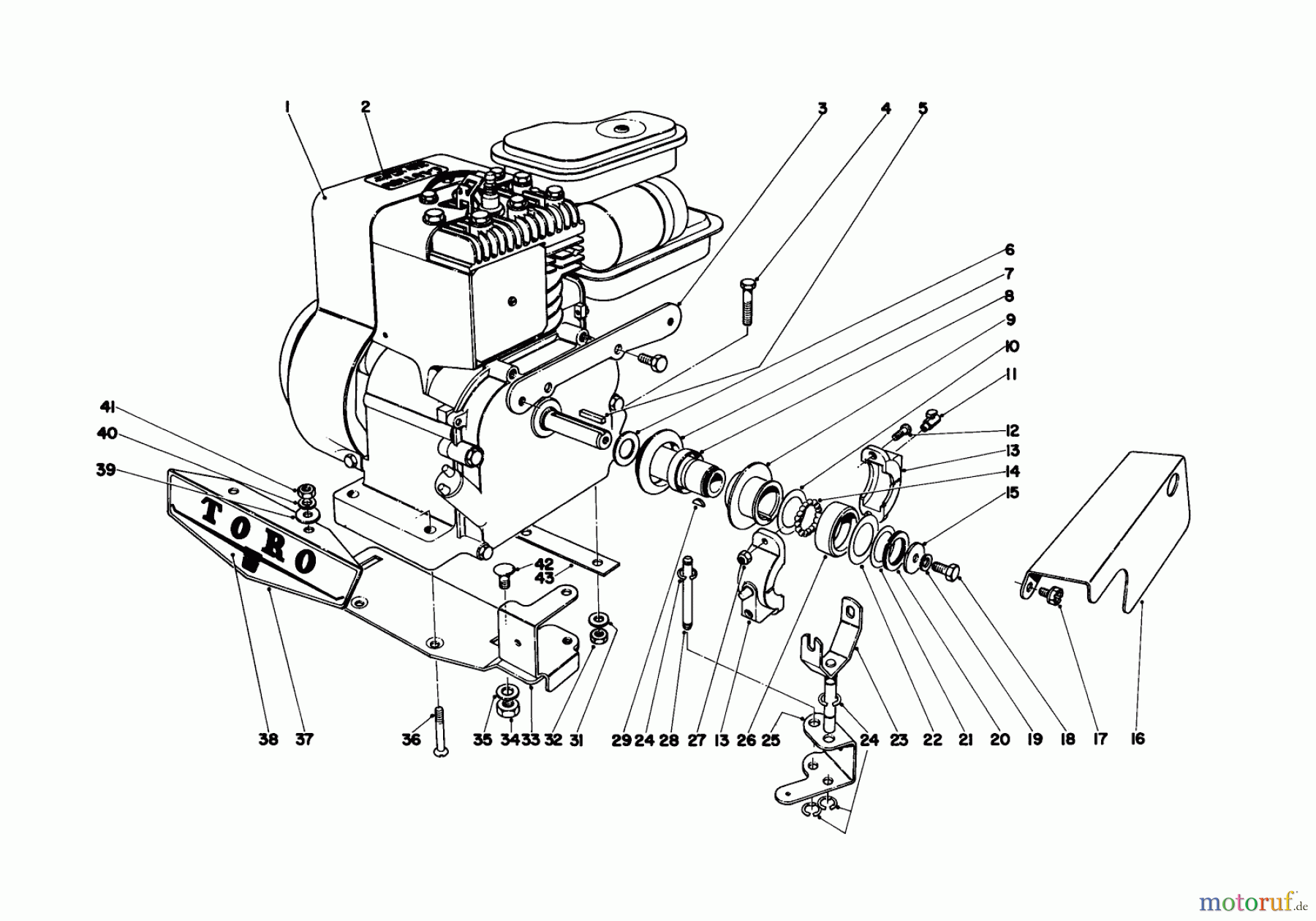 Toro Neu Mowers, Walk-Behind Seite 1 10313 - Toro Sportlawn Lawnmower, 1971 (1000001-1999999) ENGINE ASSEMBLY