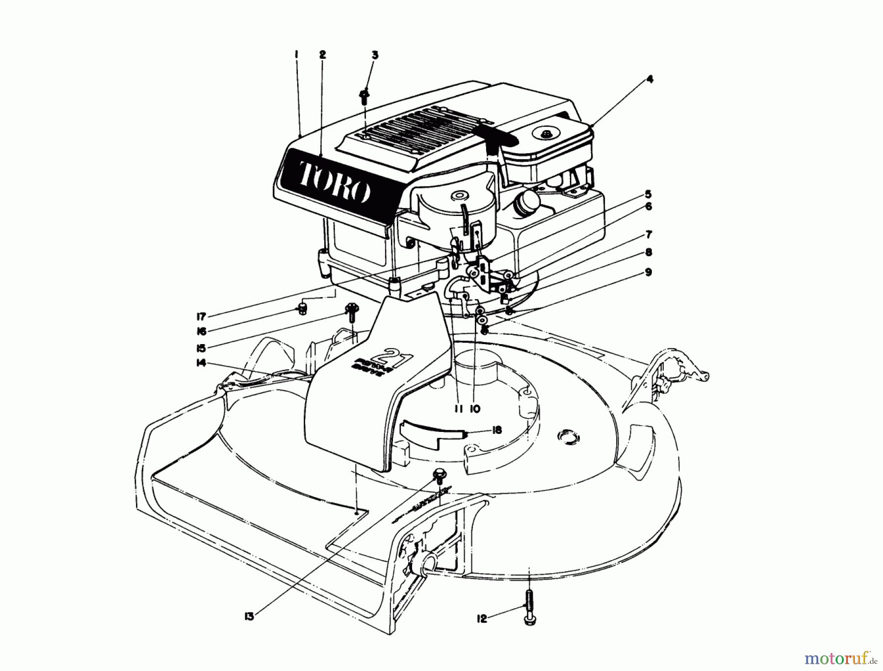  Toro Neu Mowers, Walk-Behind Seite 1 16277 - Toro Whirlwind Lawnmower, 1977 (7000001-7999999) ENGINE ASSEMBLY MODEL 16277