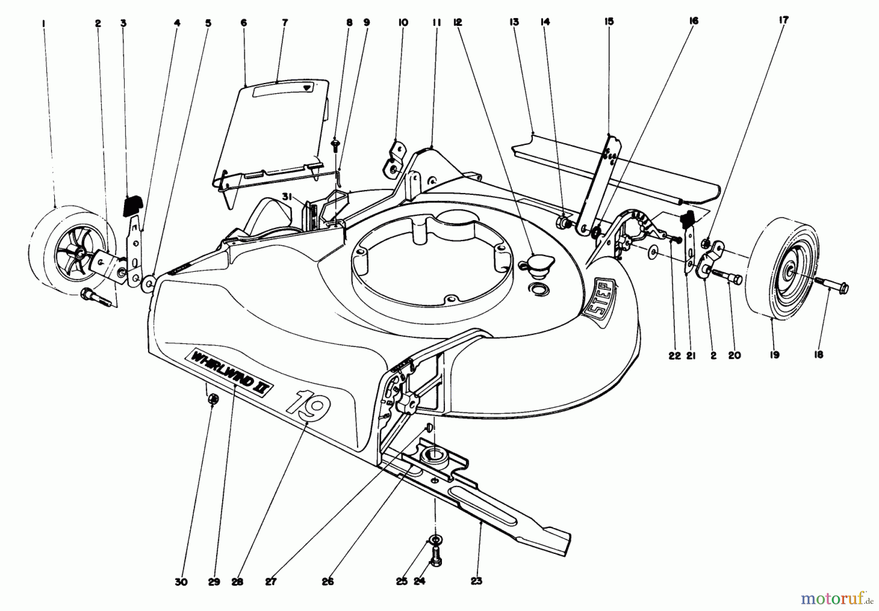 Toro Neu Mowers, Walk-Behind Seite 1 16067 - Toro Whirlwind II Lawnmower, 1977 (7000001-7999999) HOUSING ASSEMBLY MODEL 16067 & 16155