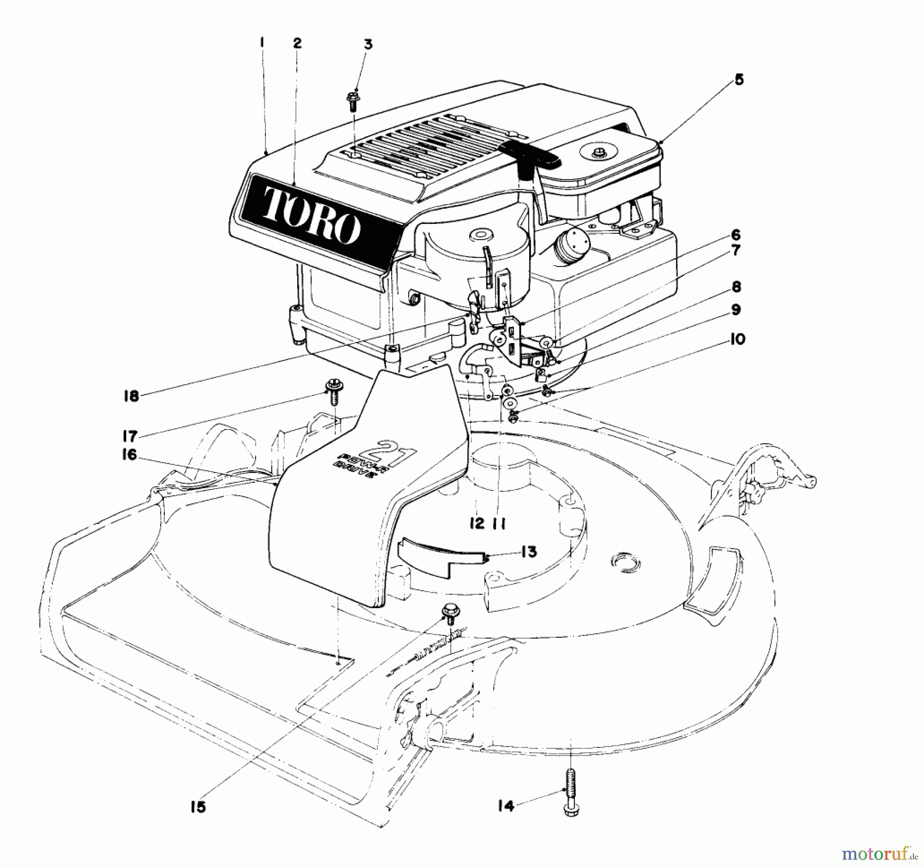 Toro Neu Mowers, Walk-Behind Seite 1 16155 - Toro Whirlwind II Lawnmower, 1979 (9000001-9999999) ENGINE ASSEMBLY MODEL 16287