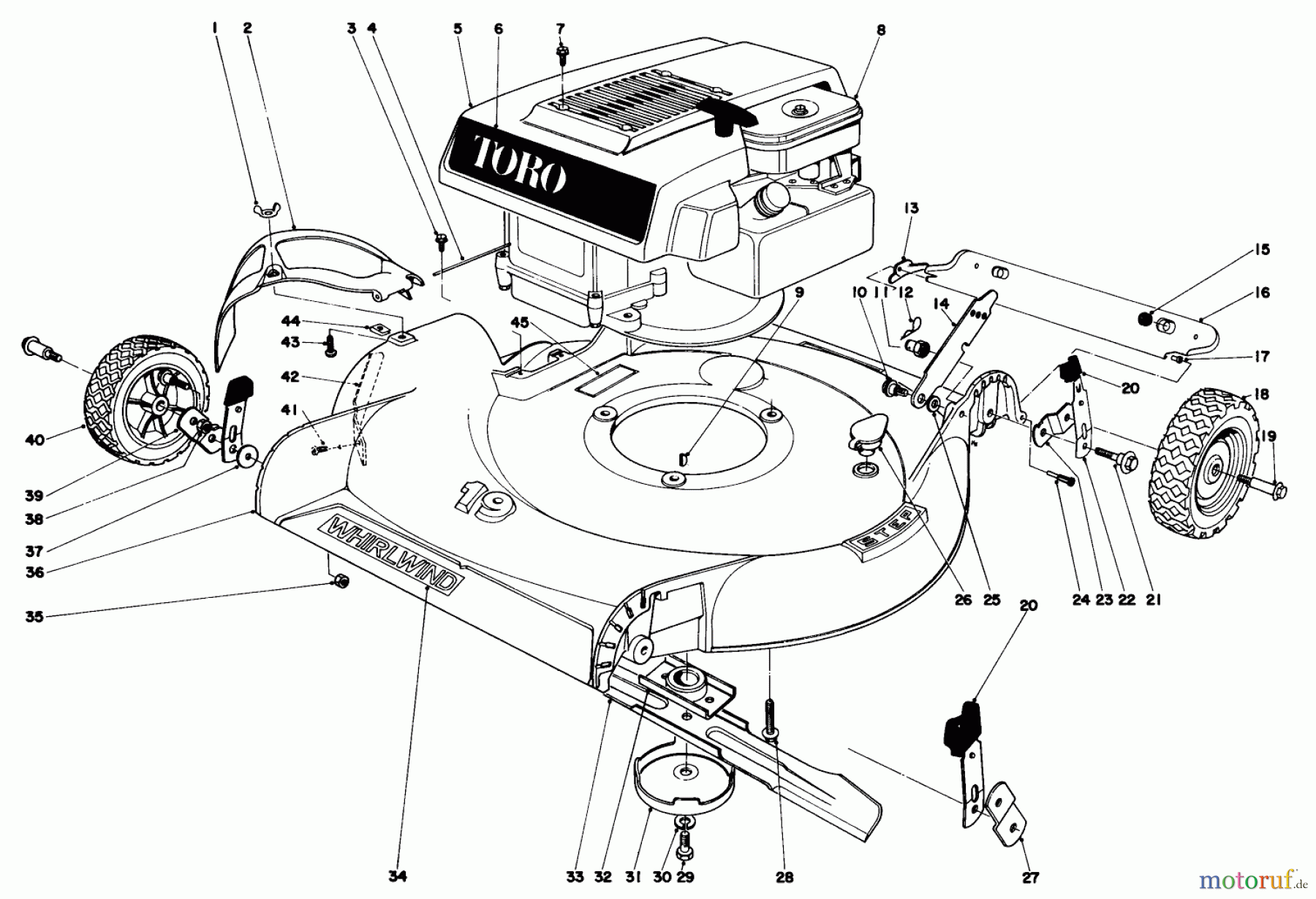  Toro Neu Mowers, Walk-Behind Seite 1 16240 - Toro Lawnmower, Use 16273, 1975 (5000001-5999999) HOUSING AND ENGINE ASSEMBLY MODEL 16073 & 16173