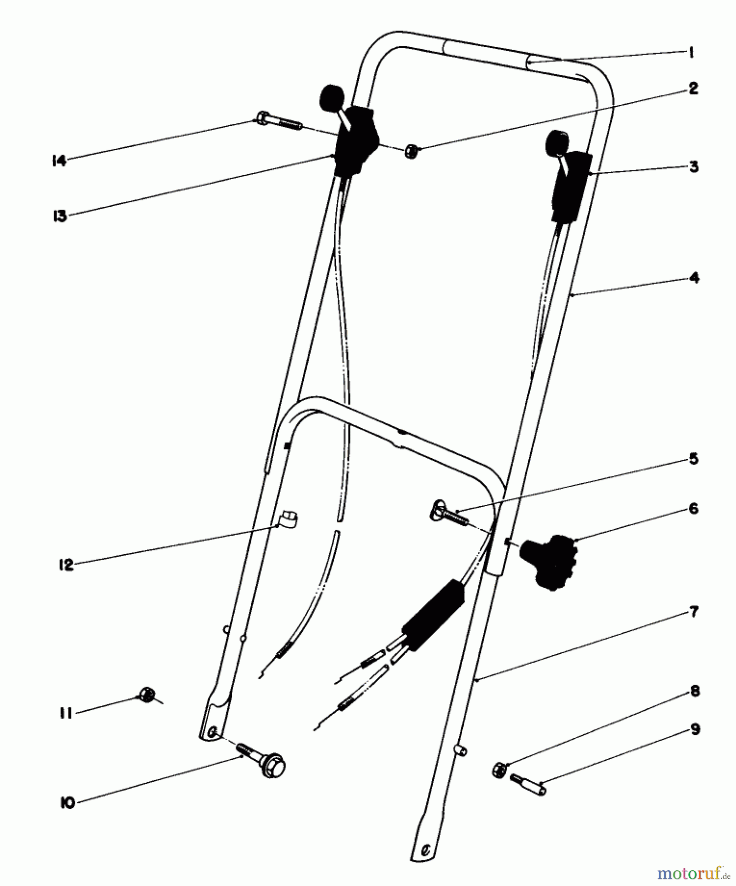  Toro Neu Mowers, Walk-Behind Seite 1 16165 - Toro Lawnmower, 1980 (0000001-0999999) HANDLE ASSEMBLY MODEL 16297