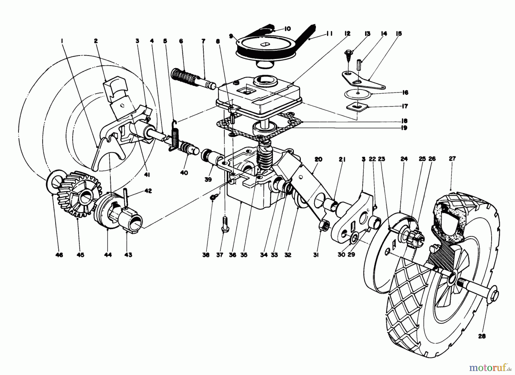 Toro Neu Mowers, Walk-Behind Seite 1 16165 - Toro Lawnmower, 1982 (2000001-2999999) GEAR CASE ASSEMBLY MODEL 16297