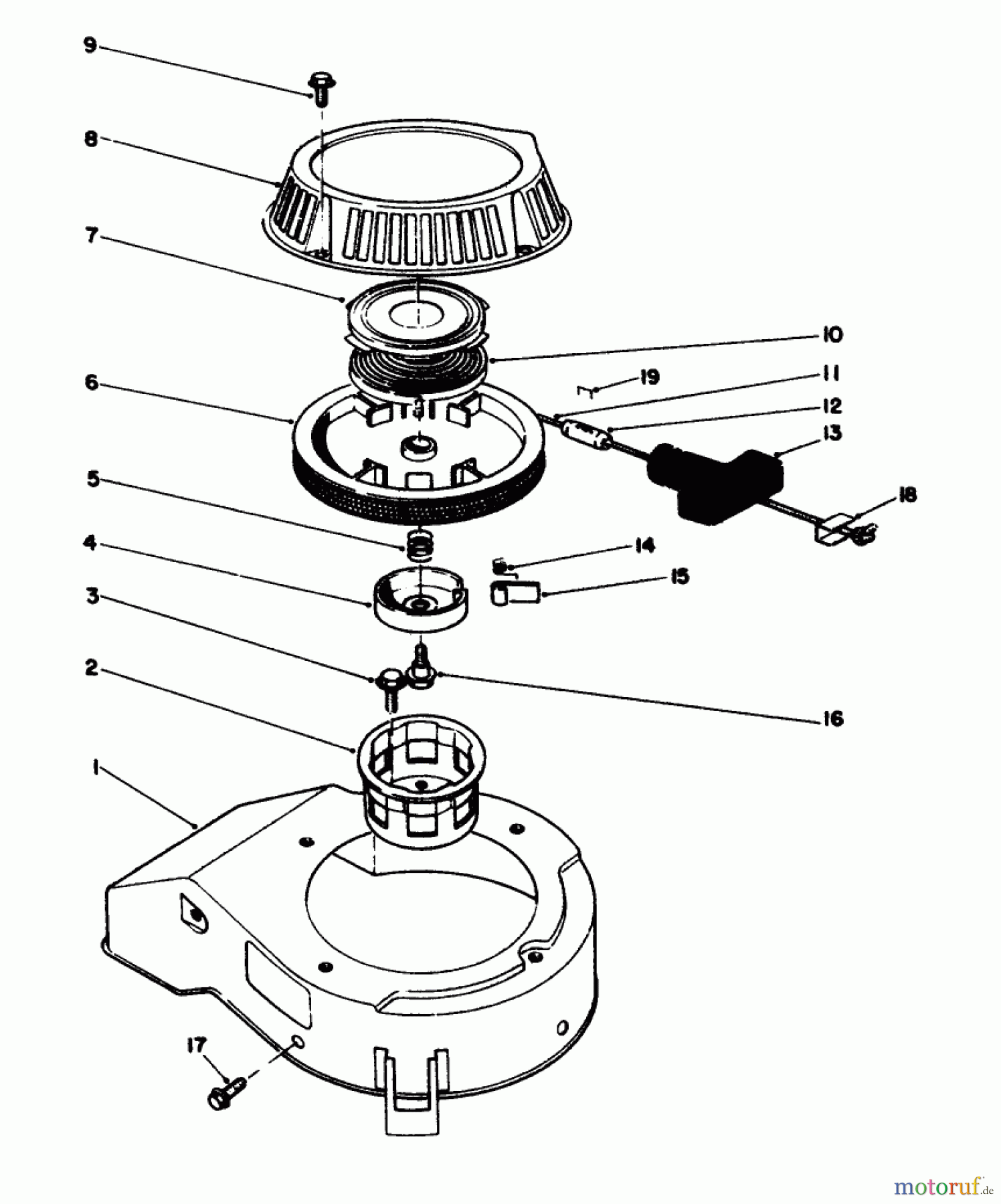 Toro Neu Mowers, Walk-Behind Seite 1 16212 - Toro Lawnmower, 1990 (0000001-0999999) RECOIL ASSEMBLY (MODEL NO. 47PK9)