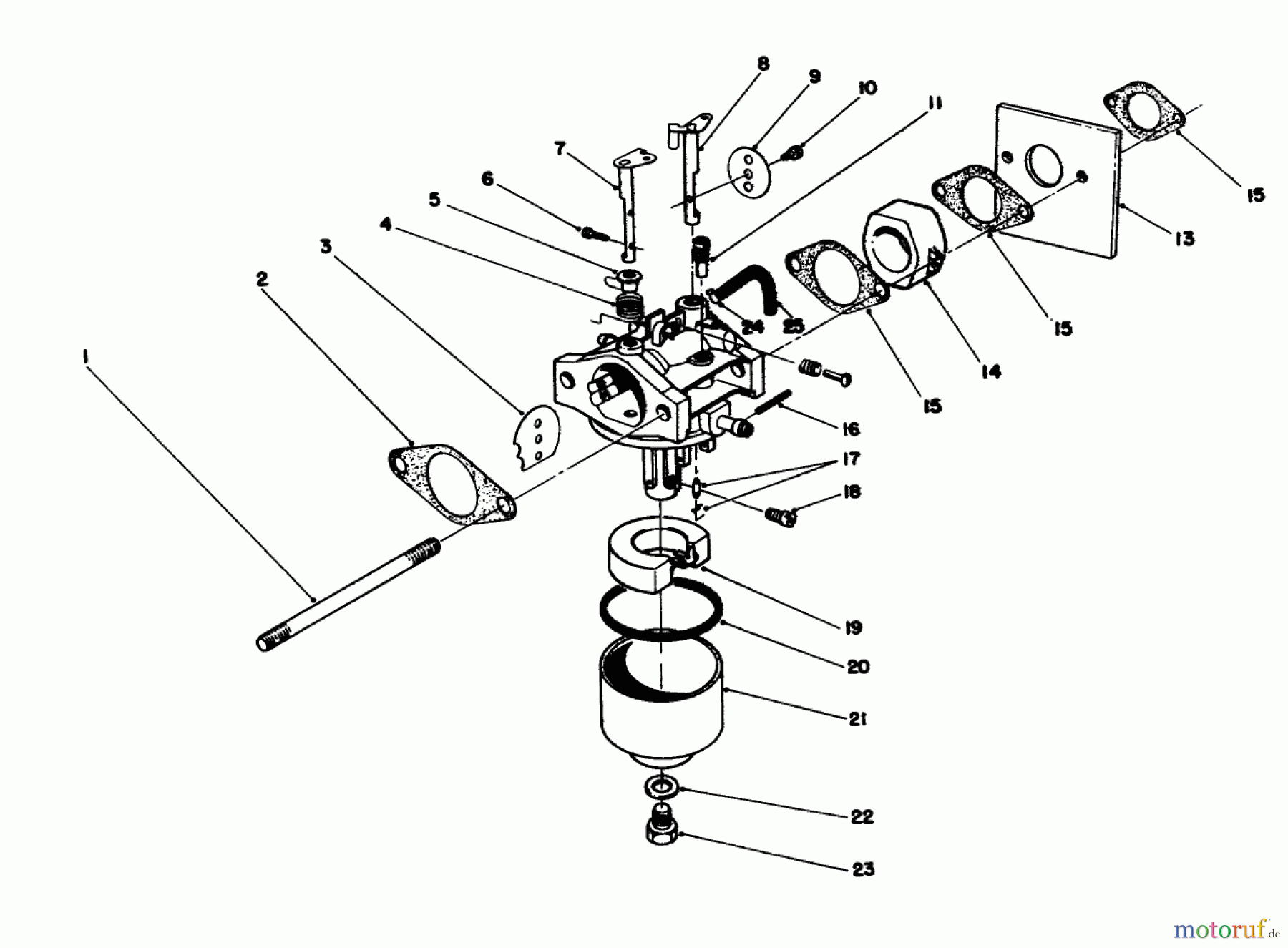  Toro Neu Mowers, Walk-Behind Seite 1 16212CG - Toro Lawnmower, 1989 (9000001-9999999) CARBURETOR ASSEMBLY (MODEL NO.47PJ8)