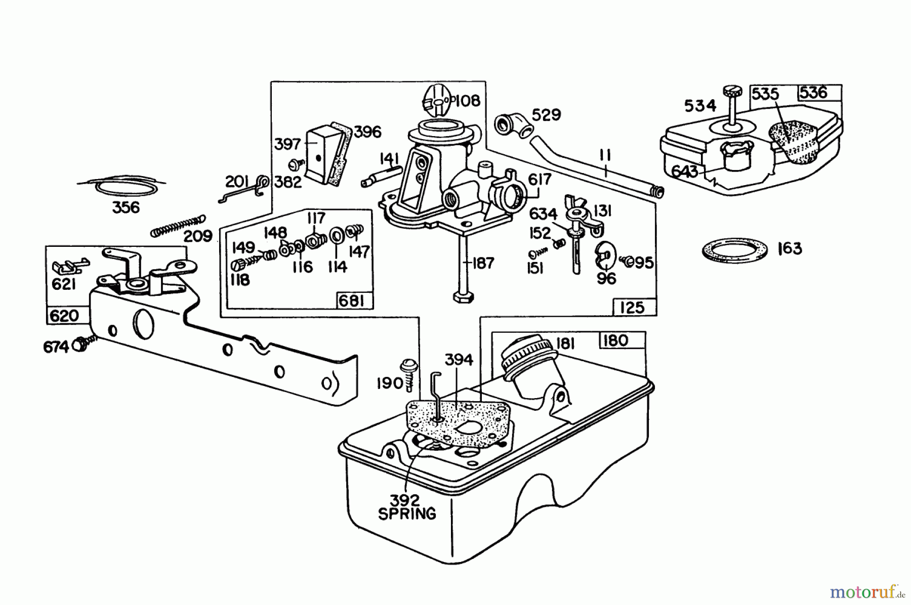 Toro Neu Mowers, Walk-Behind Seite 1 16300 - Toro Lawnmower, 1979 (9000001-9999999) BRIGGS & STRATTON CARBURETOR ASSEMBLY MODEL 92508-1000-02 FOR 19