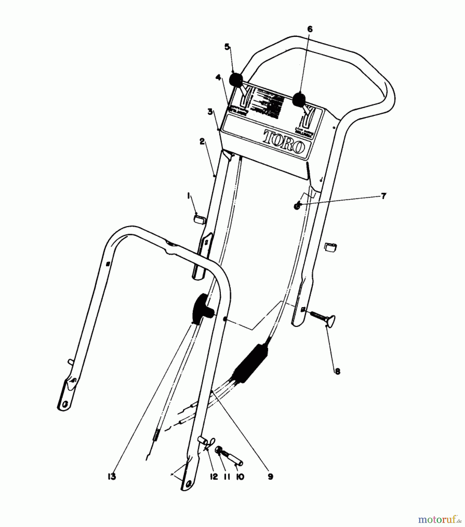  Toro Neu Mowers, Walk-Behind Seite 1 16310 - Toro Lawnmower, 1979 (9000001-9999999) HANDLE ASSEMBLY MODEL 16320