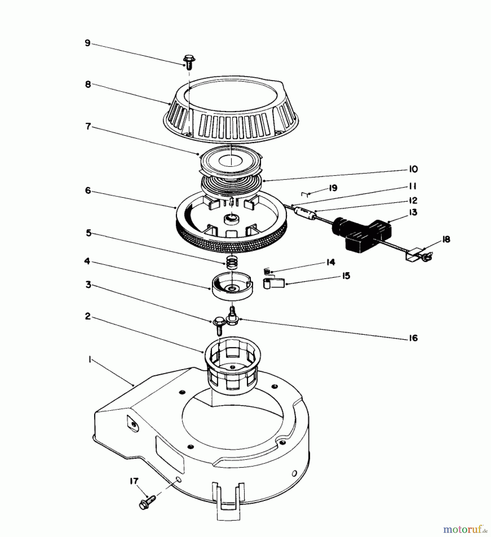 Toro Neu Mowers, Walk-Behind Seite 1 16785 - Toro Lawnmower, 1989 (9000001-9999999) RECOIL ASSEMBLY (MODEL NO. 47PJ8)