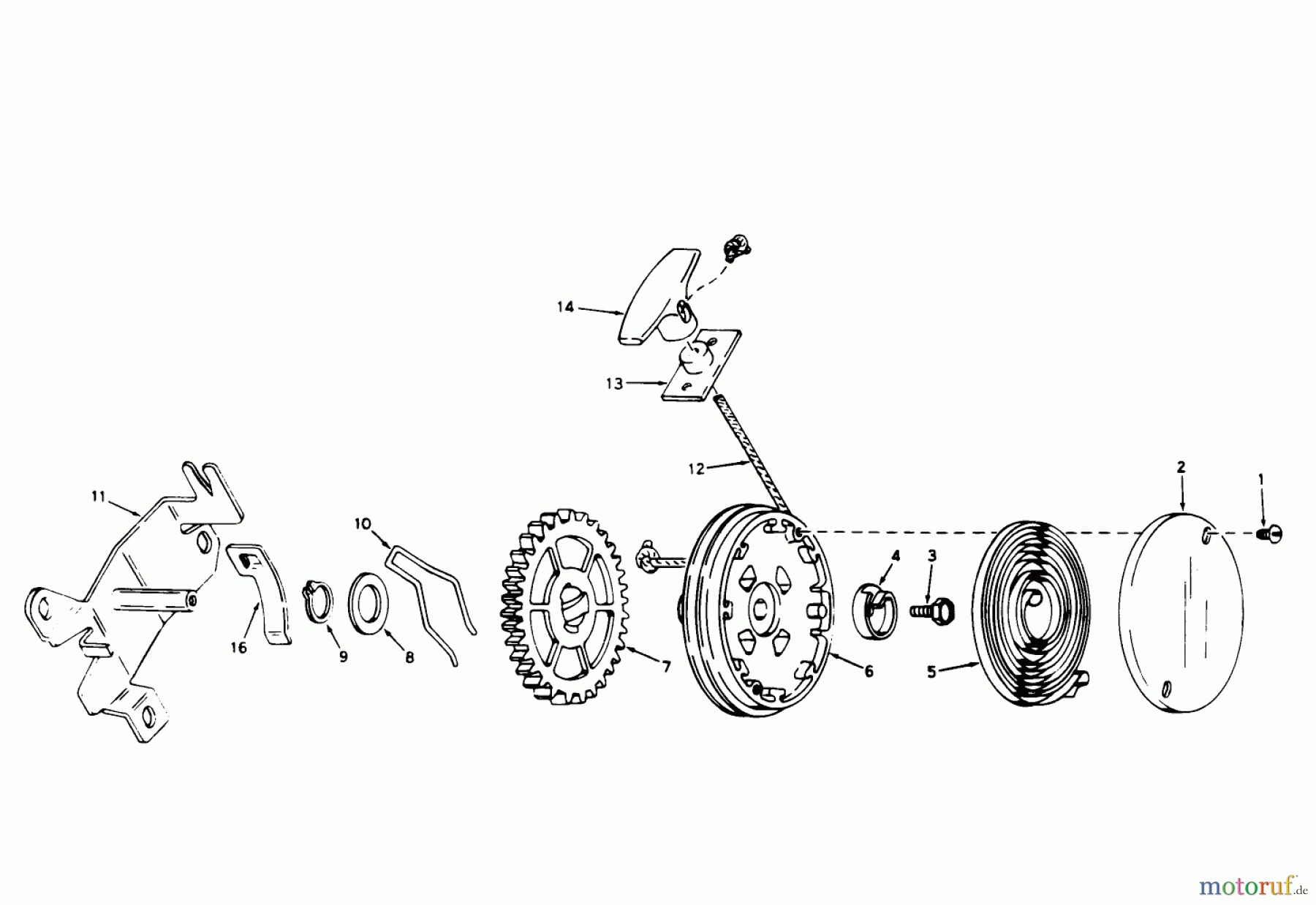 Toro Neu Mowers, Walk-Behind Seite 1 17201 - Toro Whirlwind Lawnmower, 1969 (9000001-9999999) REWIND STARTER NO. 590450A
