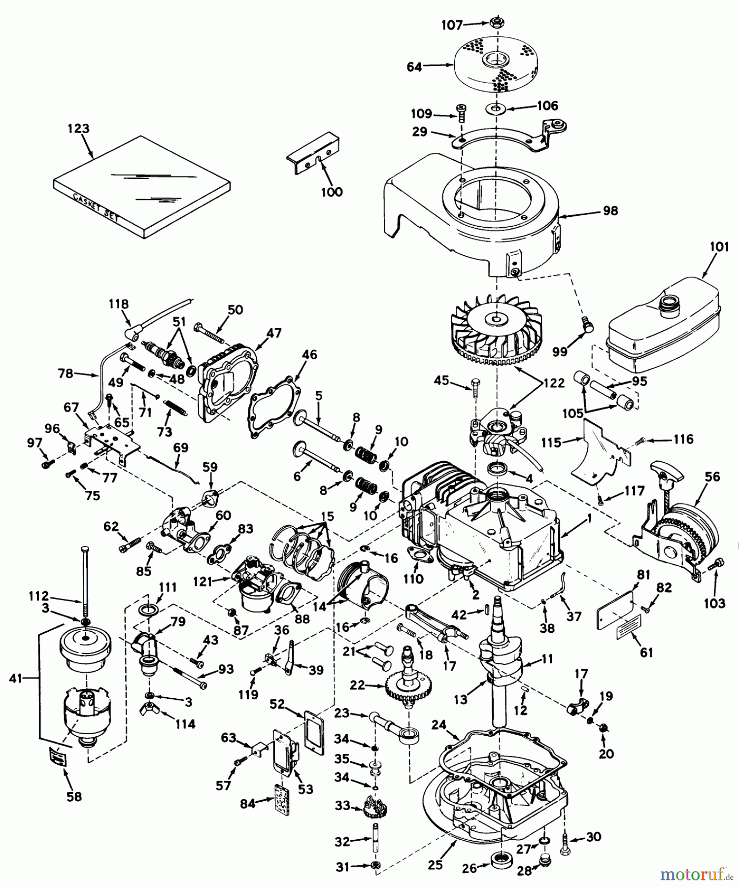Toro Neu Mowers, Walk-Behind Seite 1 17601 - Toro Whirlwind Lawnmower, 1969 (9000001-9999999) ENGINE MODEL LAV35-40455H