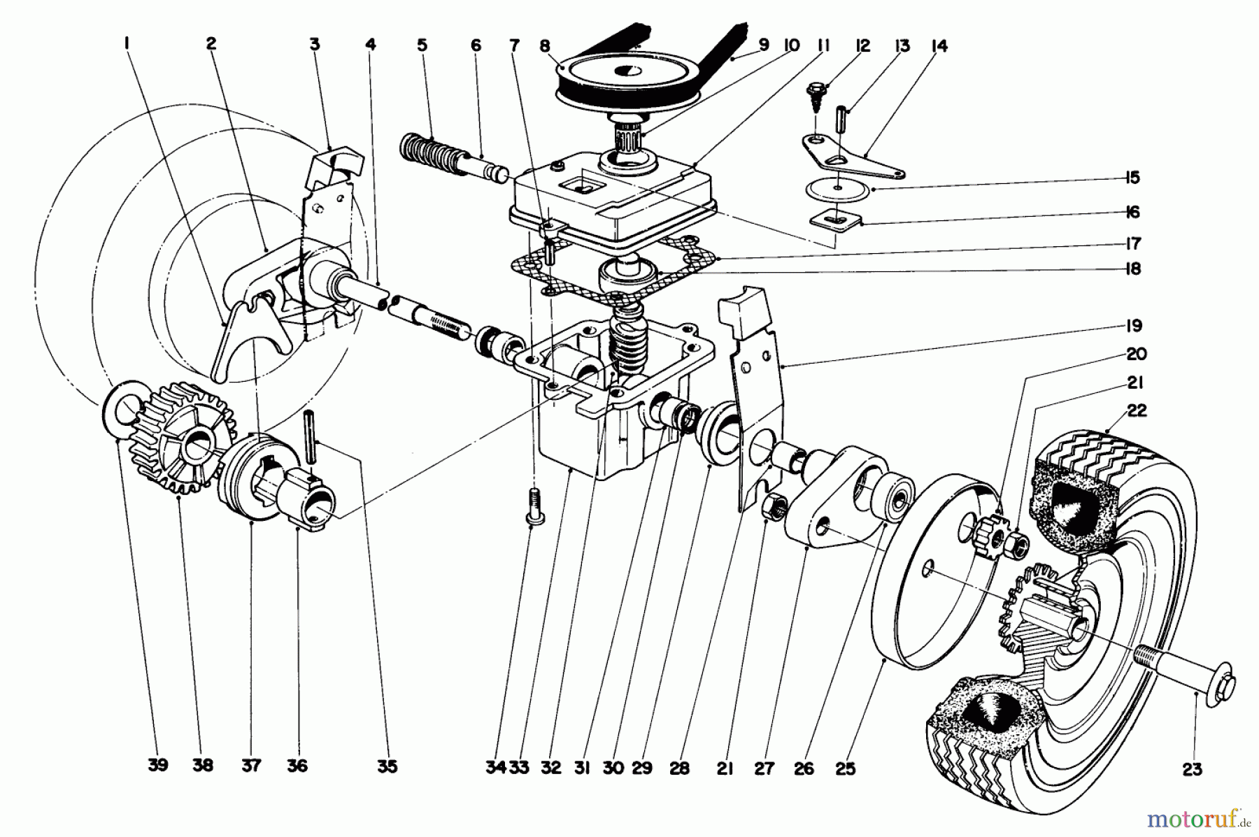  Toro Neu Mowers, Walk-Behind Seite 1 18208 - Toro Guardian Lawnmower, 1972 (2000001-2999999) GEAR BOX ASSEMBLY MODEL NO. 18257