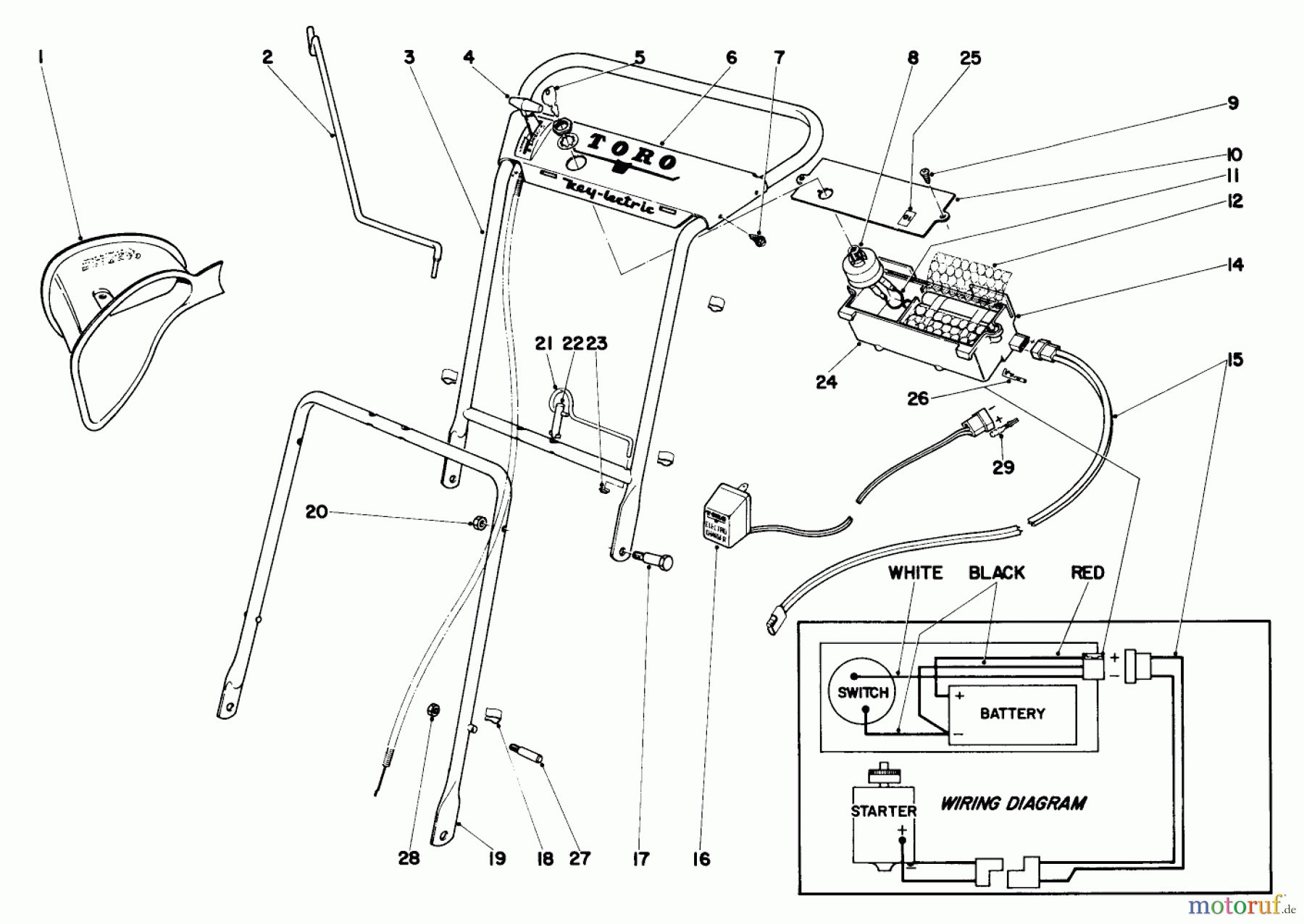 Toro Neu Mowers, Walk-Behind Seite 1 19225 - Toro Whirlwind Lawnmower, 1970 (0000001-0999999) HANDLE ASSEMBLY