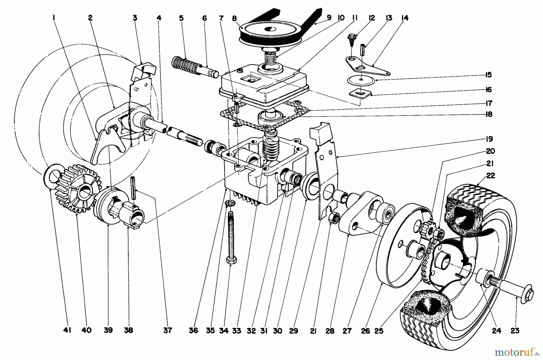  Toro Neu Mowers, Walk-Behind Seite 1 20571 - Toro Guardian Lawnmower, 1971 (1000001-1999999) GEAR BOX ASSEMBLY MODEL NO. 20571