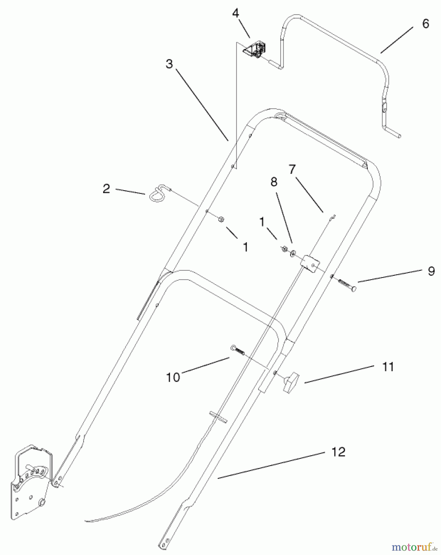 Toro Neu Mowers, Walk-Behind Seite 1 20010 (R-21P) - Toro Recycler Mower, R-21P, 2001 (210000001-210999999) HANDLE AND CONTROLS ASSEMBLY