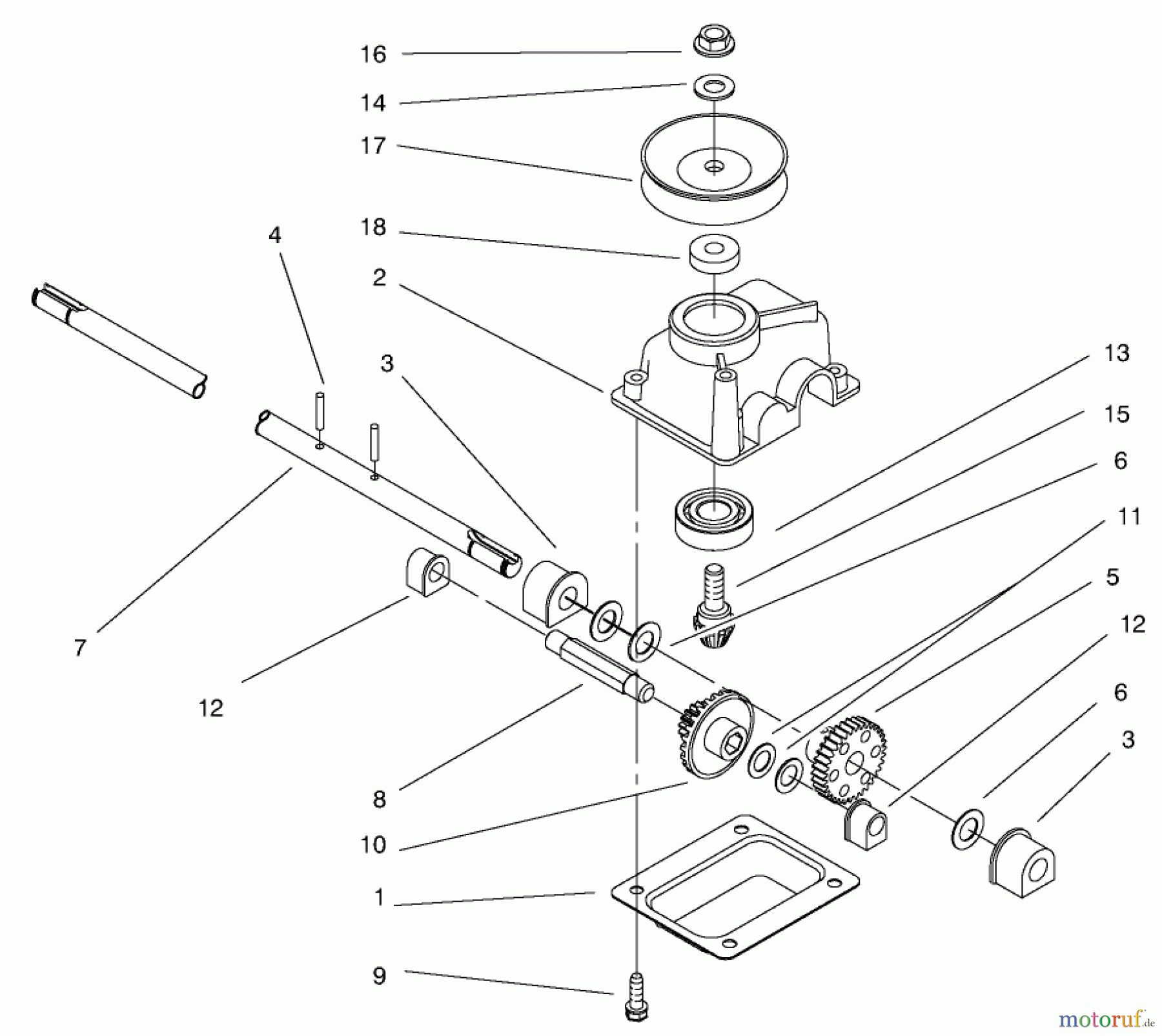  Toro Neu Mowers, Walk-Behind Seite 1 20021 (R-21S1B) - Toro Recycler Mower, R-21S1B, 2000 (200000001-200999999) GEAR CASE ASSEMBLY