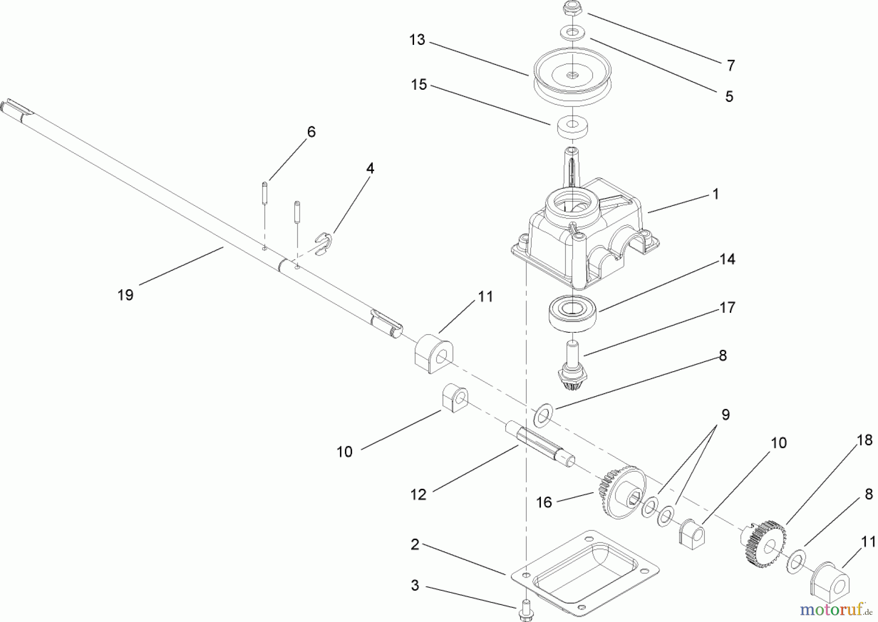  Toro Neu Mowers, Walk-Behind Seite 1 20055 - Toro Super Recycler Lawn Mower, 2006 (260000001-260999999) GEAR CASE ASSEMBLY NO. 108-8140