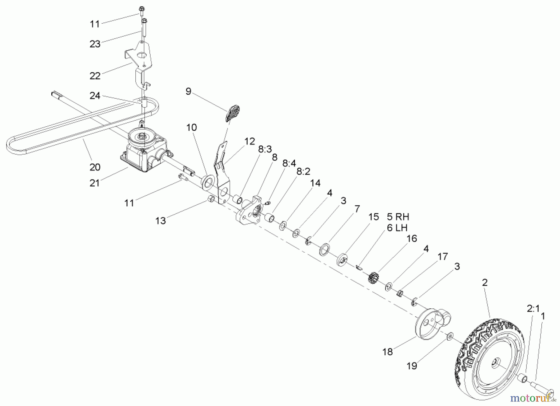 Toro Neu Mowers, Walk-Behind Seite 1 20056 - Toro Super Recycler Lawn Mower, 2005 (250000001-250999999) TRANSMISSION ASSEMBLY
