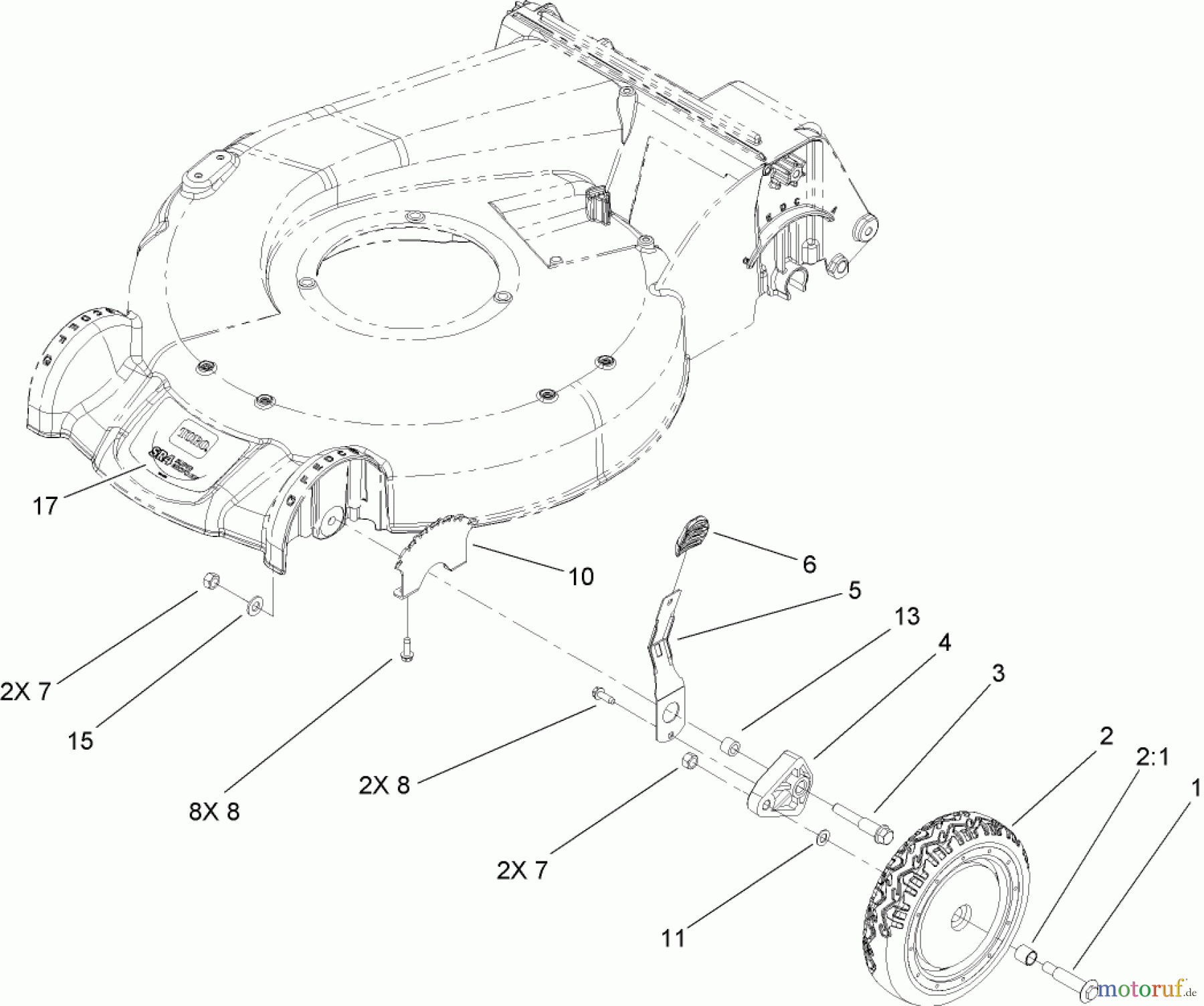  Toro Neu Mowers, Walk-Behind Seite 1 20092 - Toro Super Recycler Lawn Mower, 2008 (280000001-280999999) HEIGHT-OF-CUT ASSEMBLY